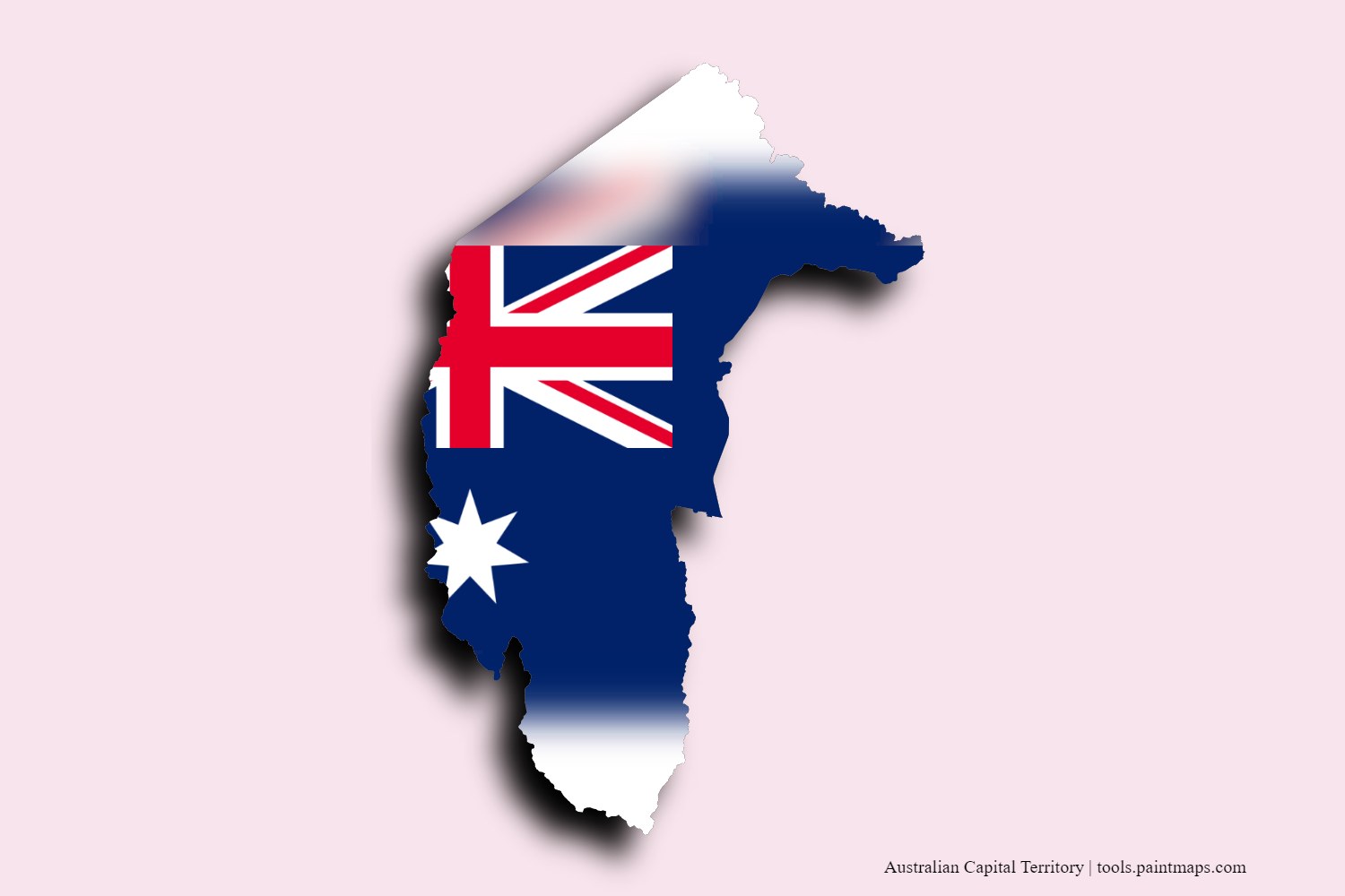 flag map of Australian Capital Territory with 3D shadow effect