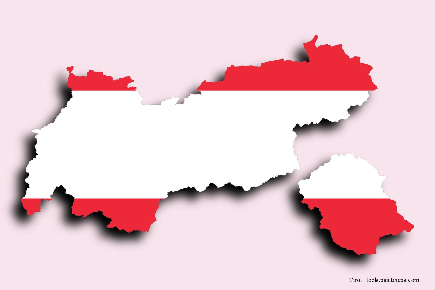 flag map of Tyrol with 3D shadow effect