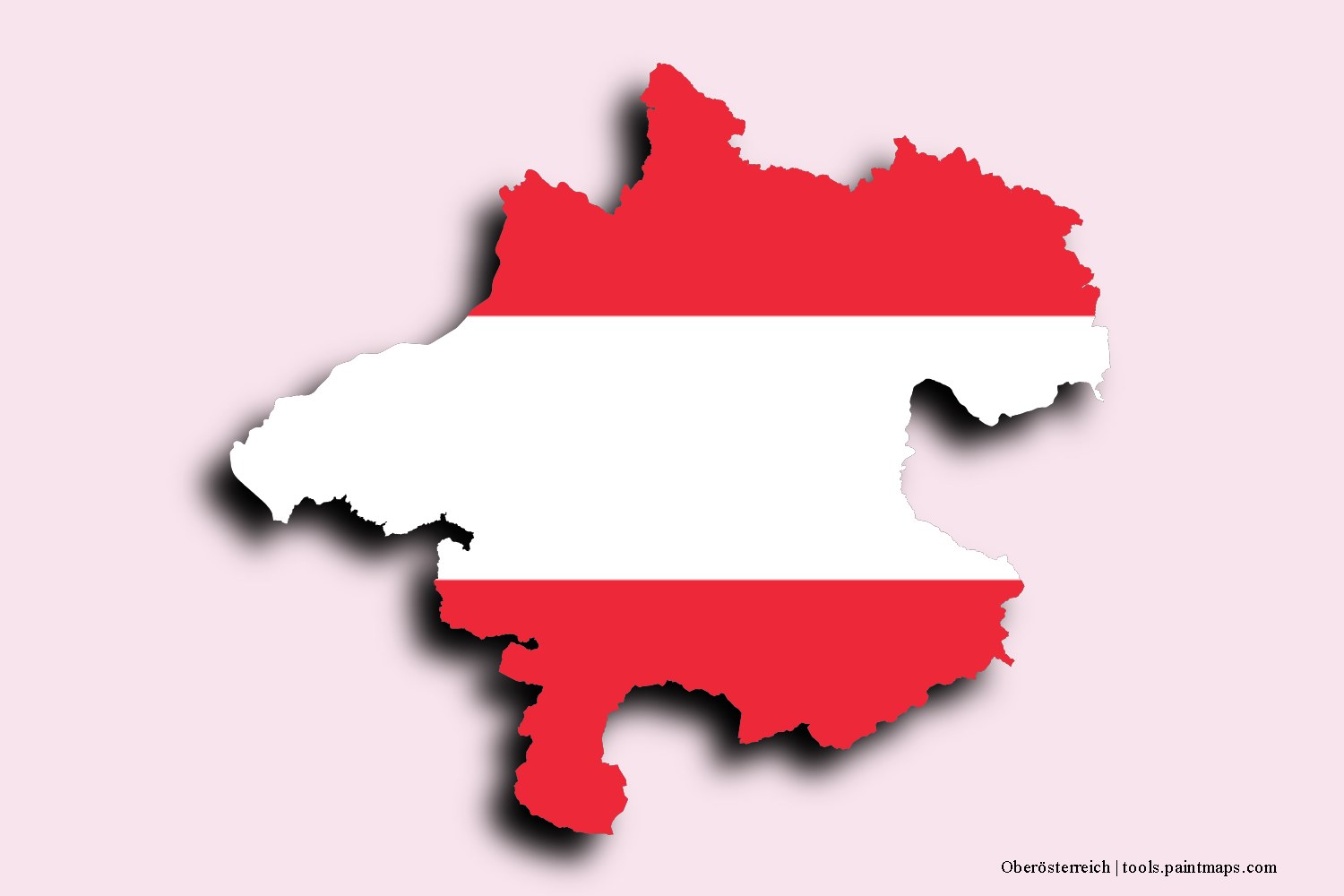 Mapa de la bandera de Oberösterreich con efecto de sombra 3D