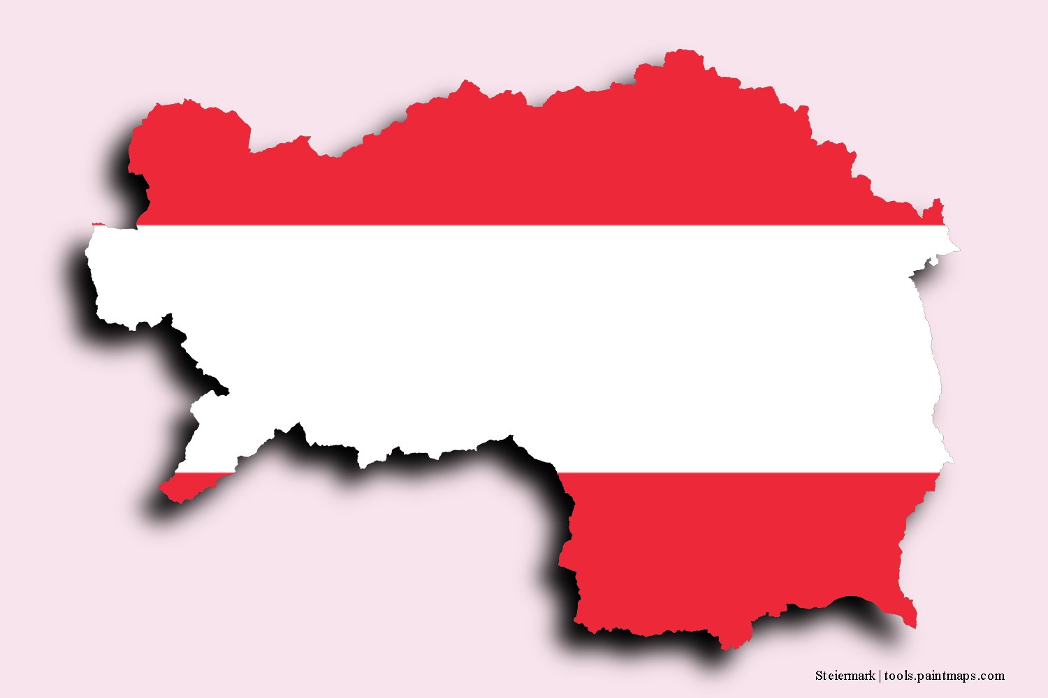 flag map of Styria with 3D shadow effect