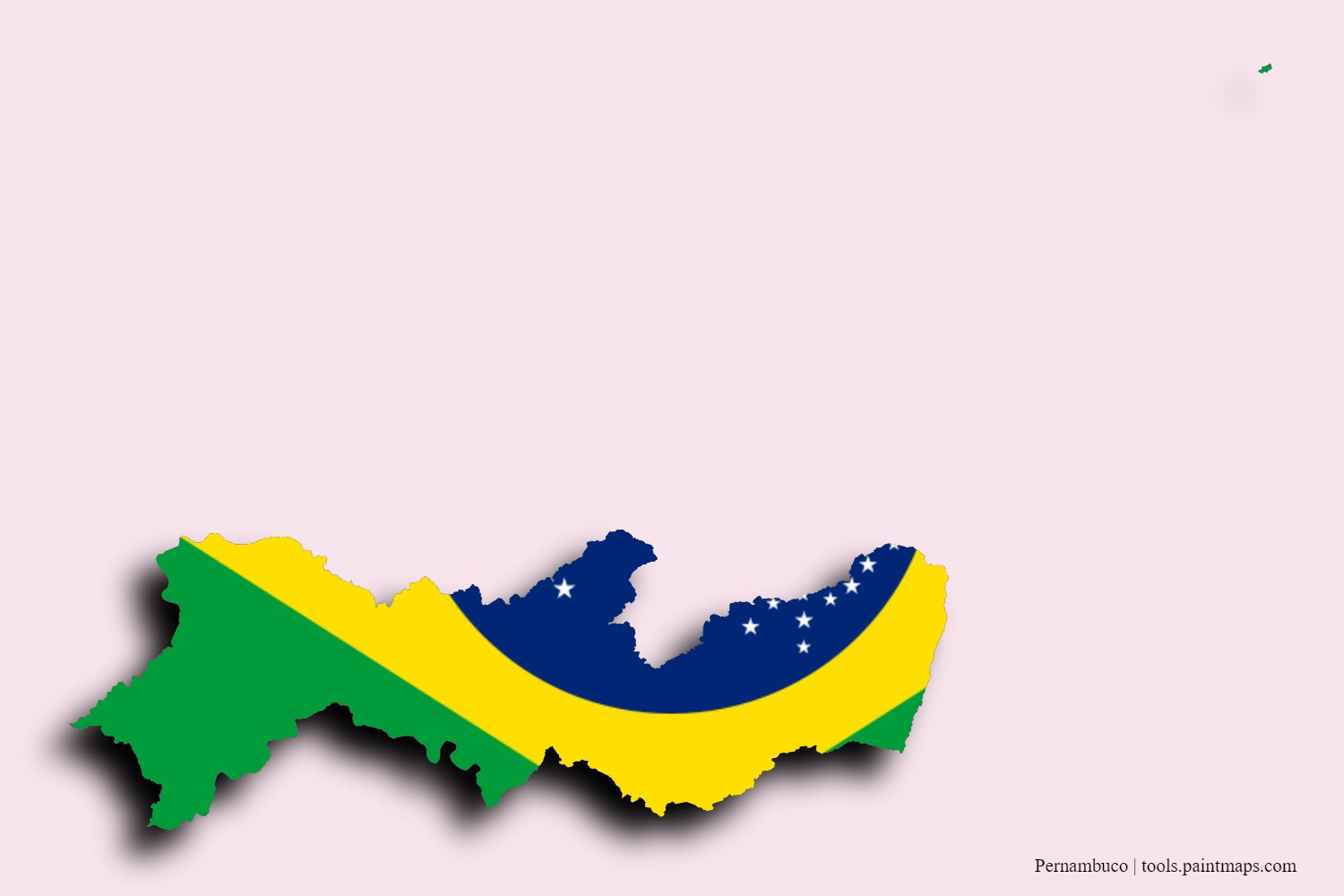 flag map of Pernambuco with 3D shadow effect