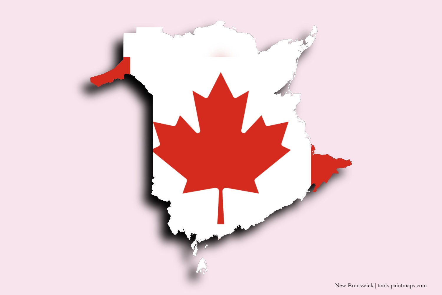 Mapa de la bandera de New Brunswick con efecto de sombra 3D