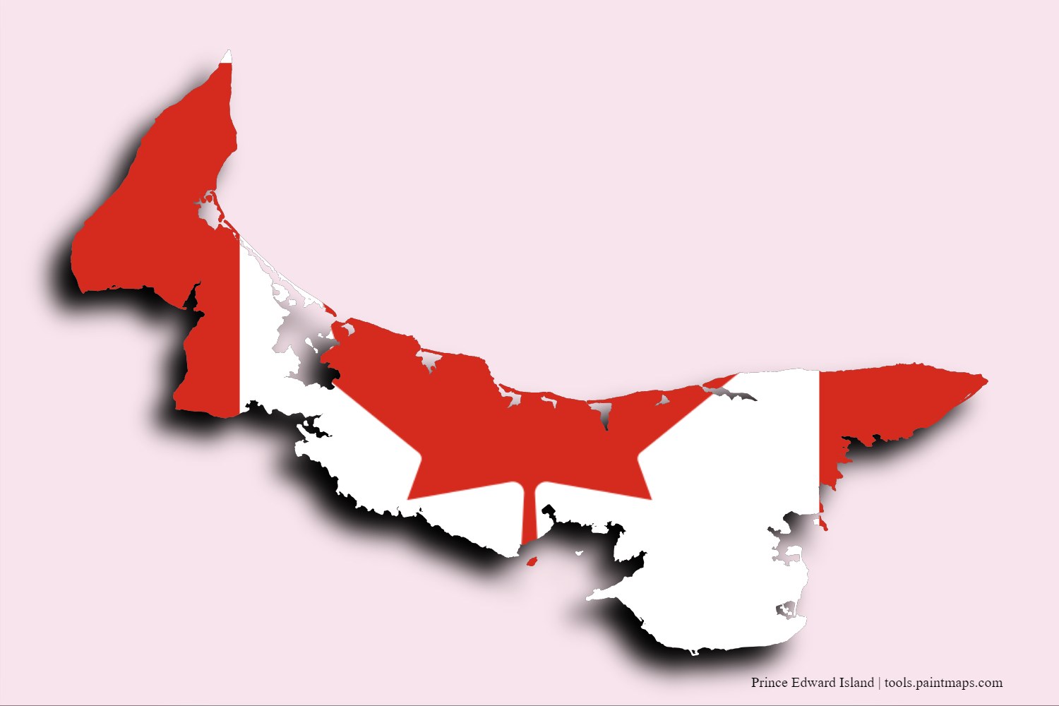 flag map of Prince Edward Island with 3D shadow effect