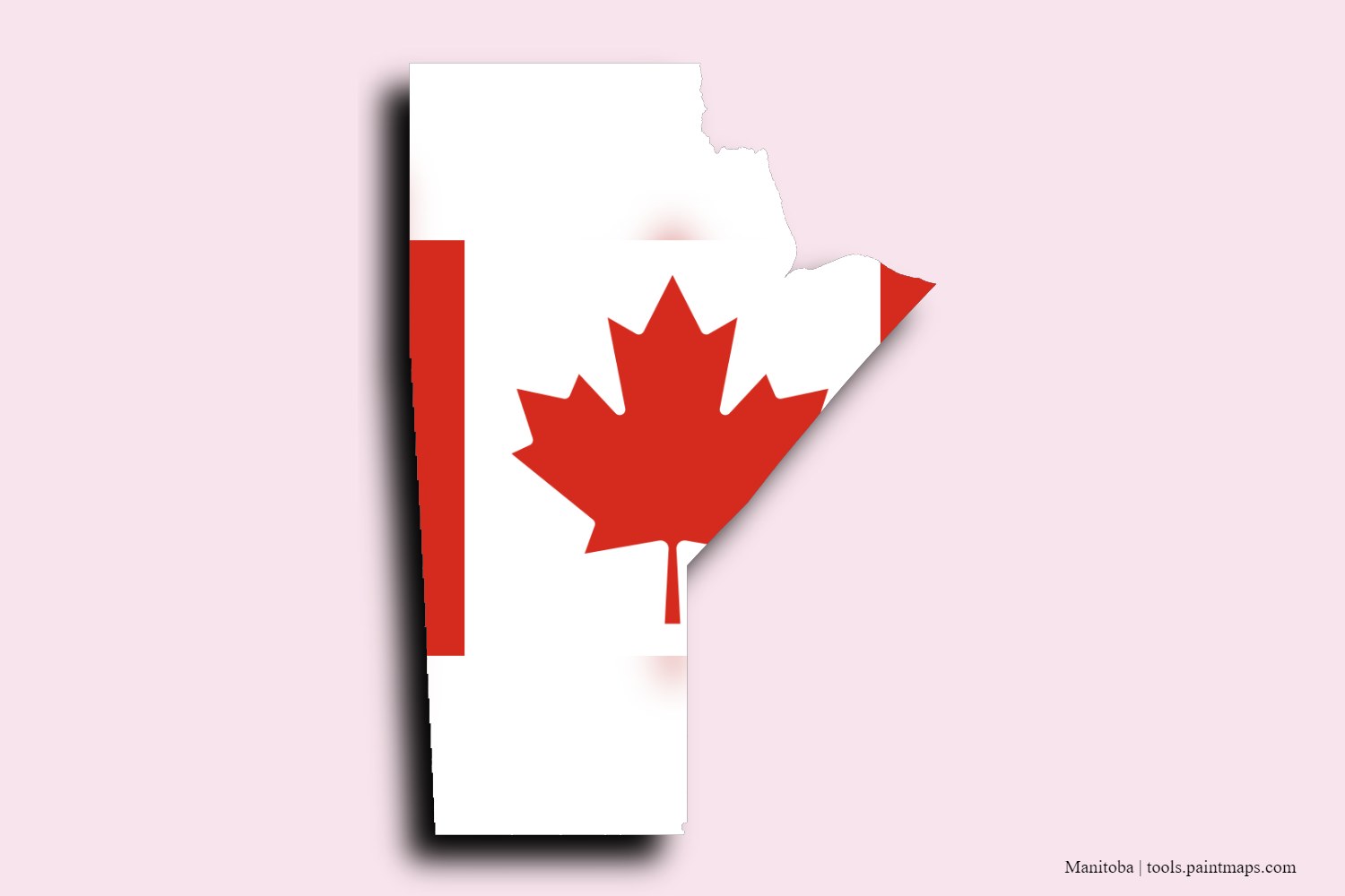 flag map of Manitoba with 3D shadow effect