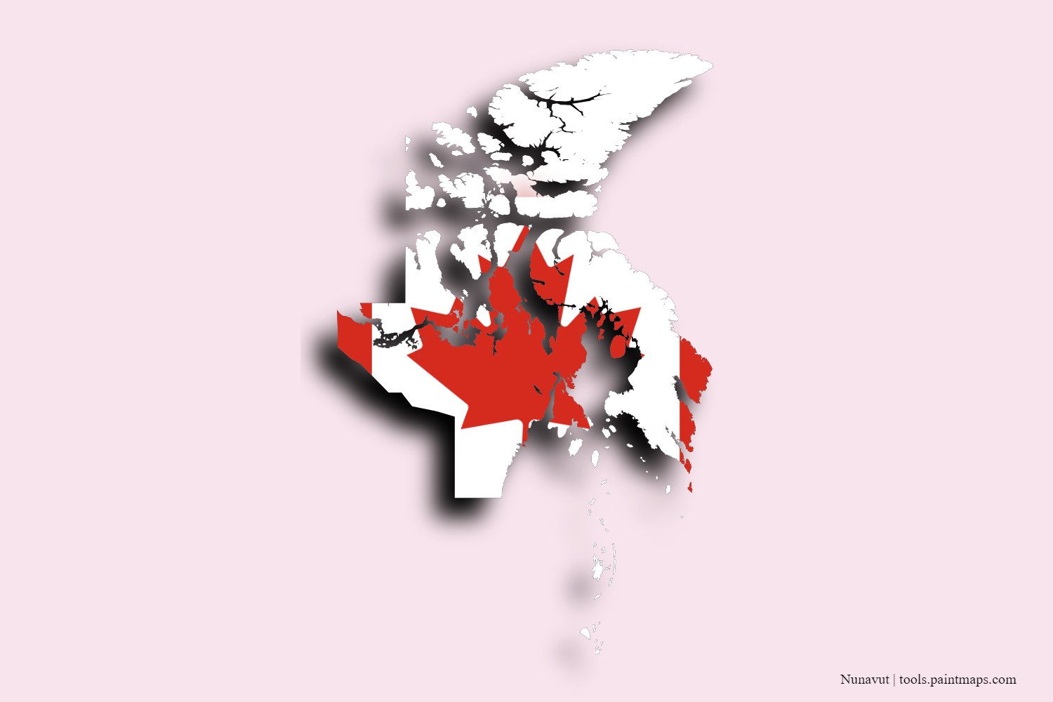 flag map of Nunavut with 3D shadow effect