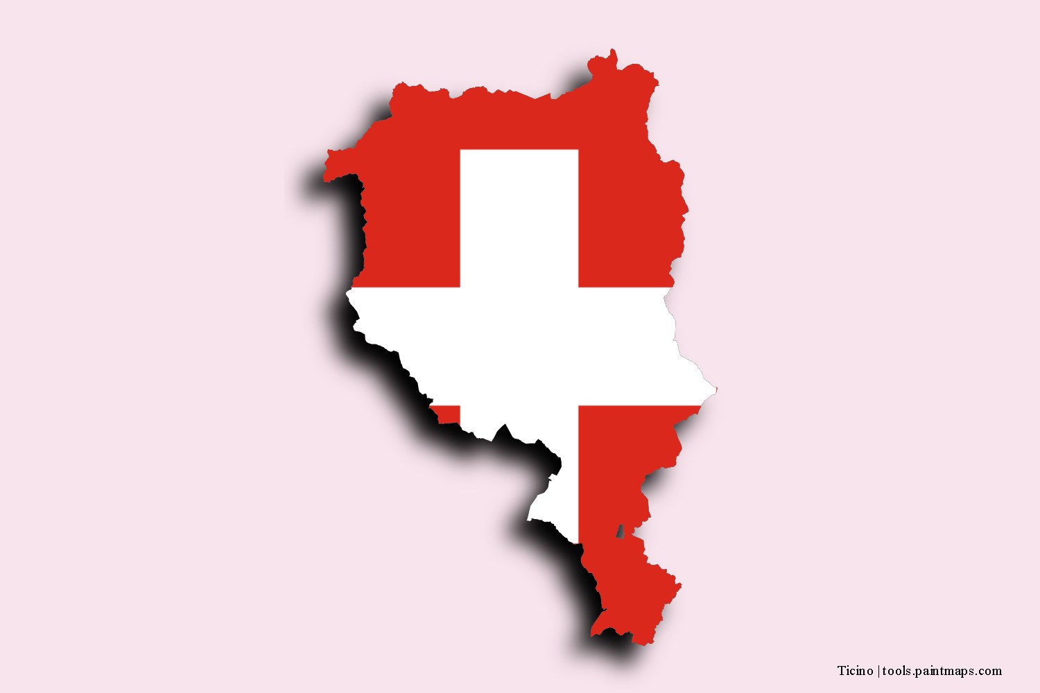 flag map of Ticino with 3D shadow effect