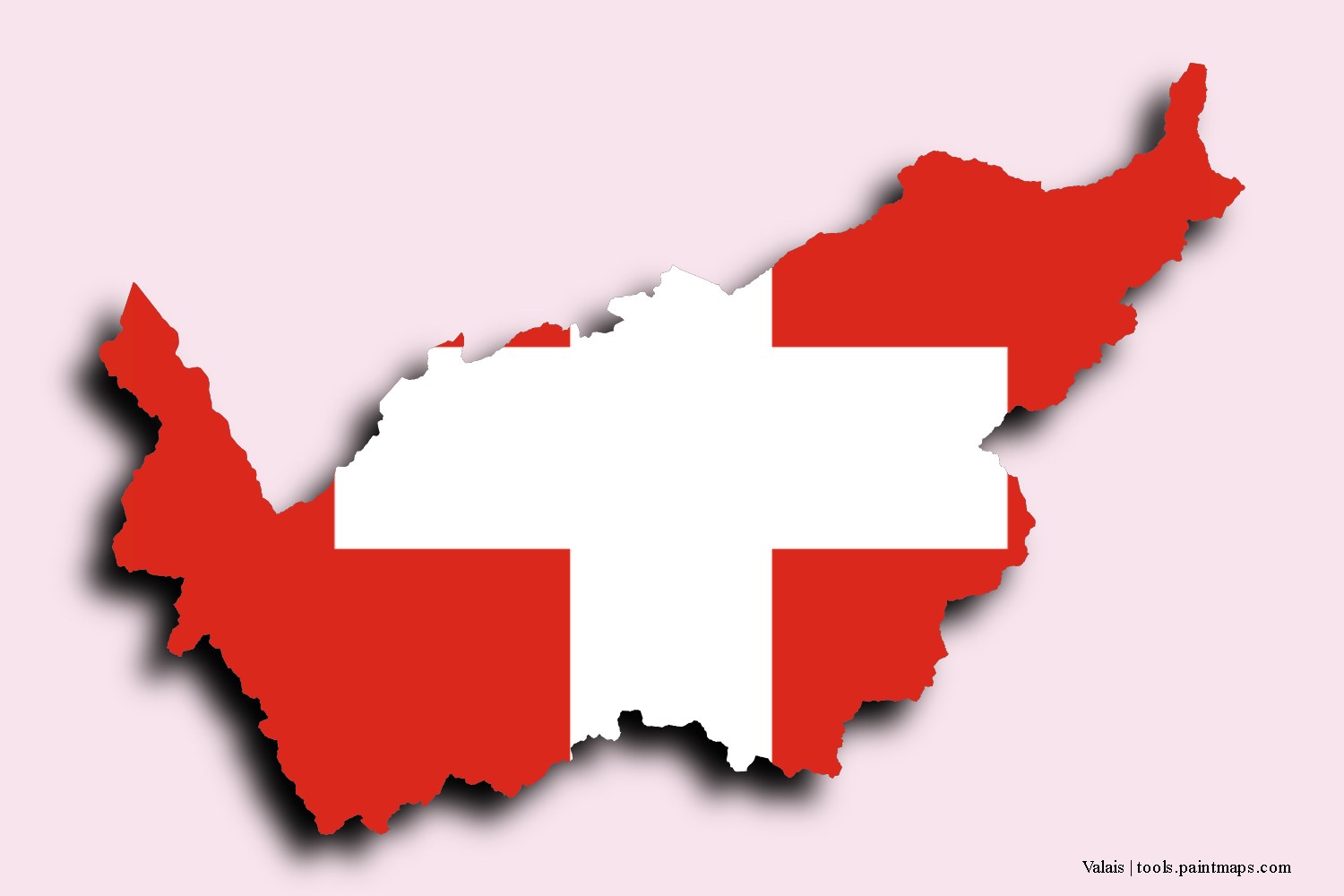 Mapa de la bandera de Valais con efecto de sombra 3D