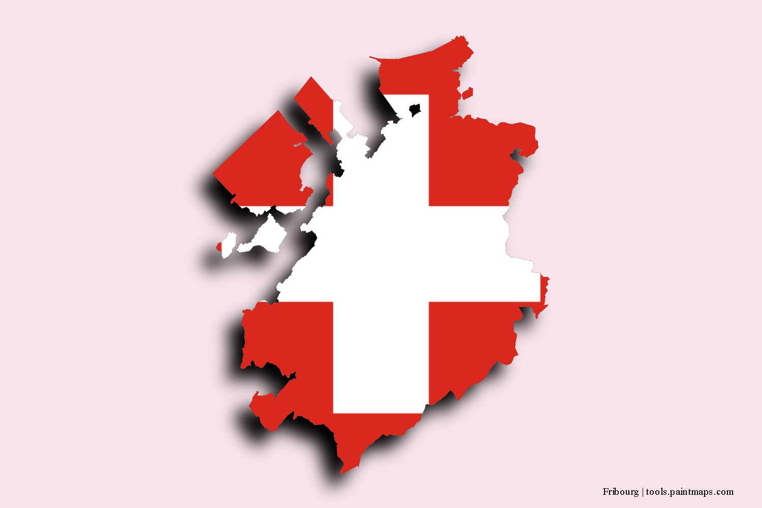 flag map of Fribourg with 3D shadow effect