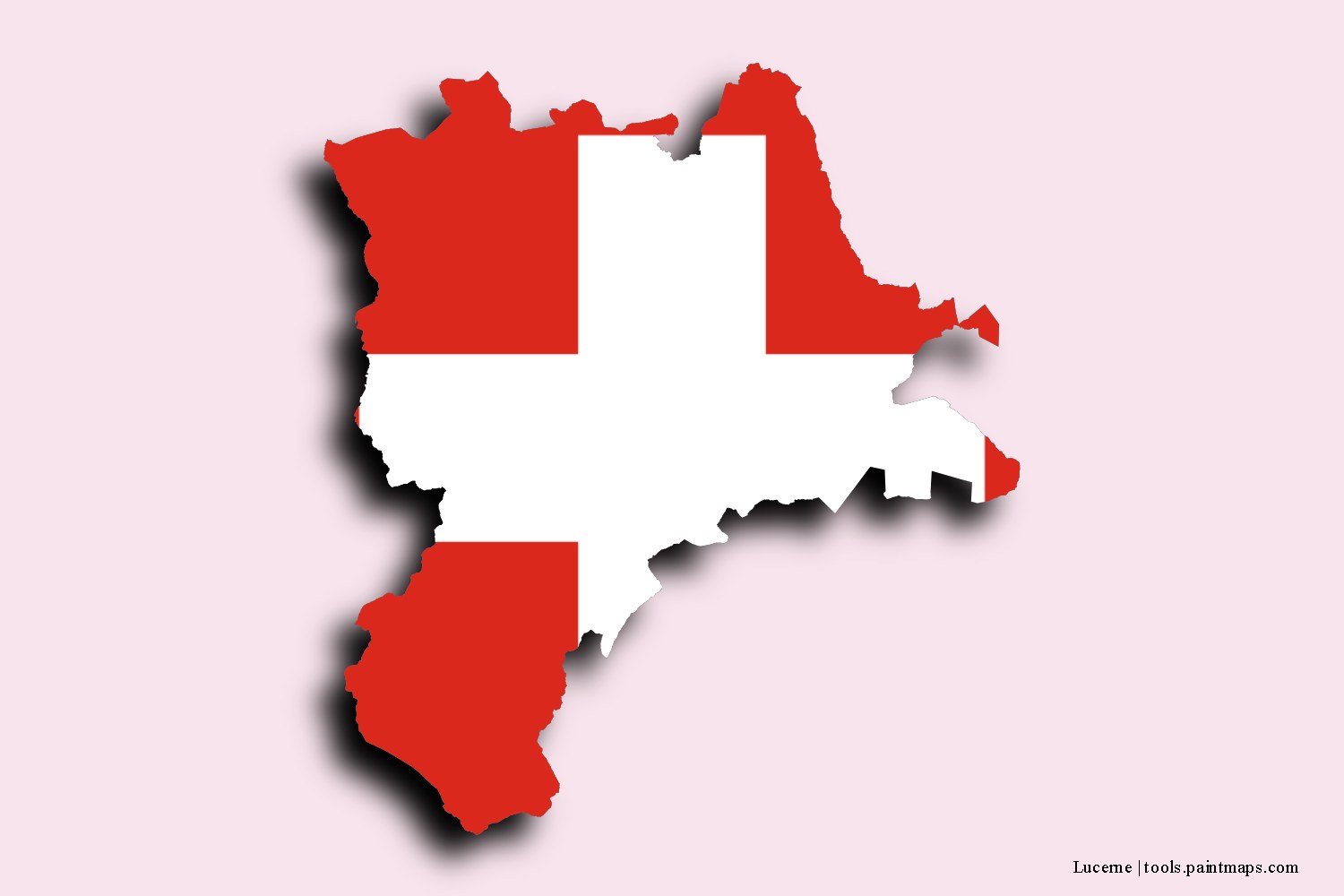 flag map of Lucerne with 3D shadow effect