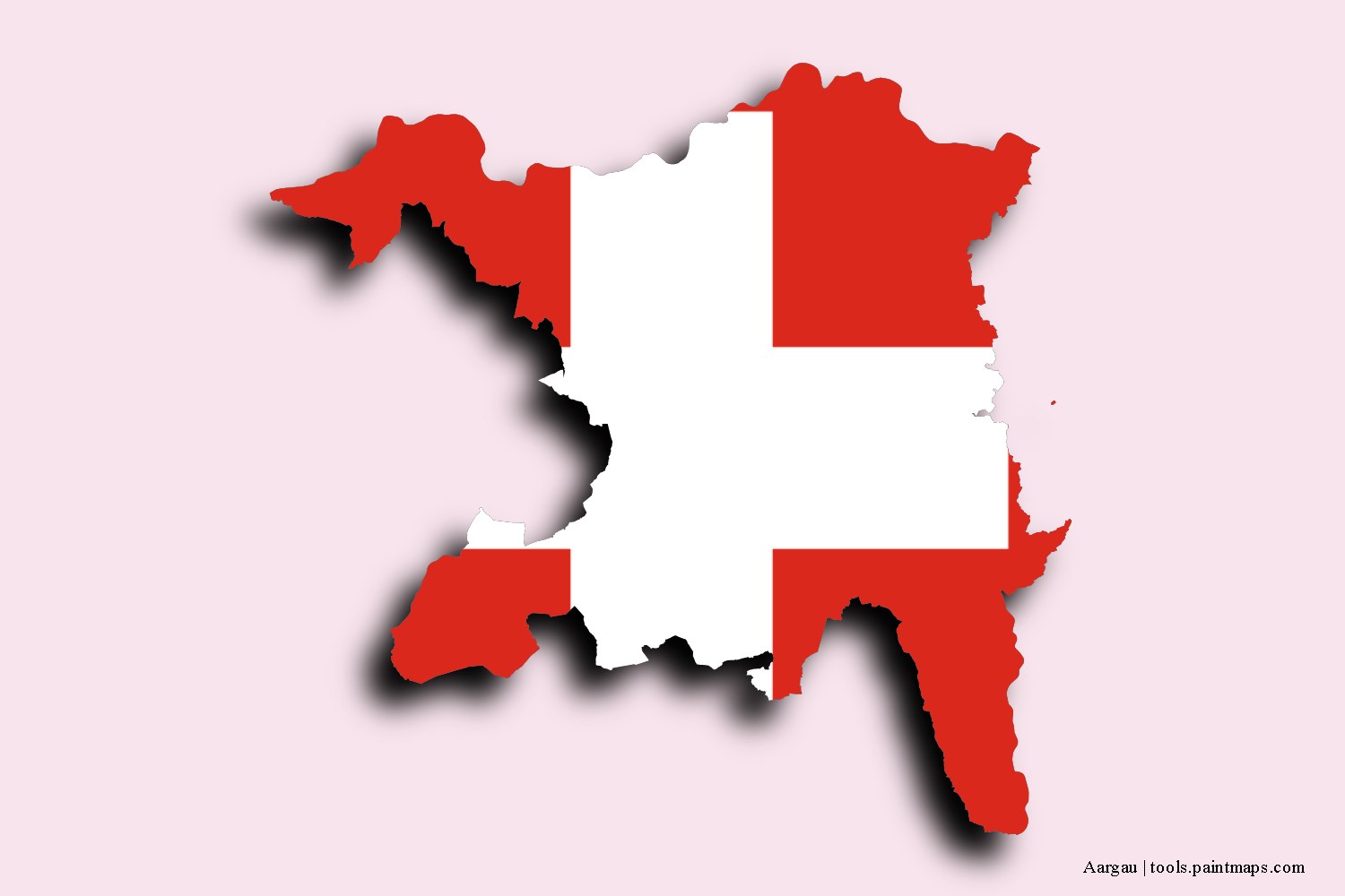 flag map of Aargau with 3D shadow effect