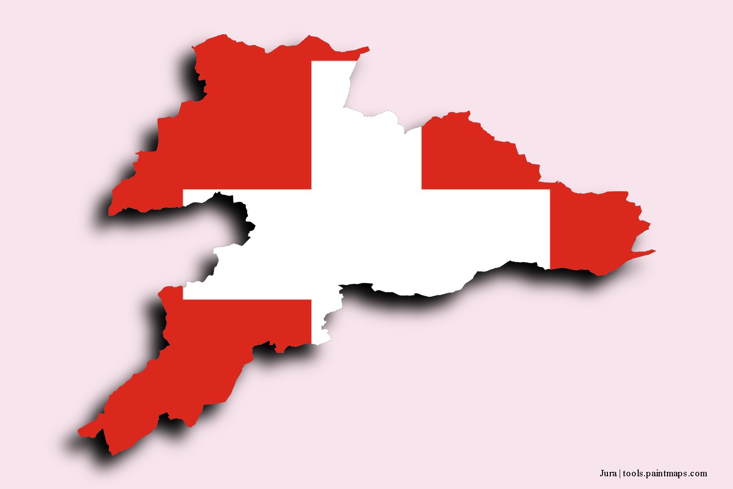 Mapa de la bandera de Jura con efecto de sombra 3D