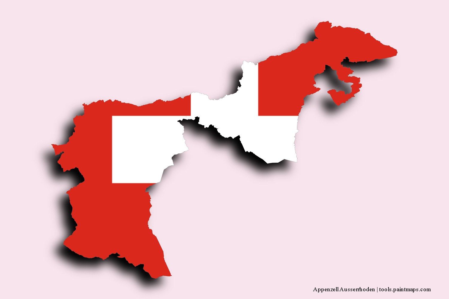 Mapa de la bandera de Appenzell Ausserrhoden con efecto de sombra 3D