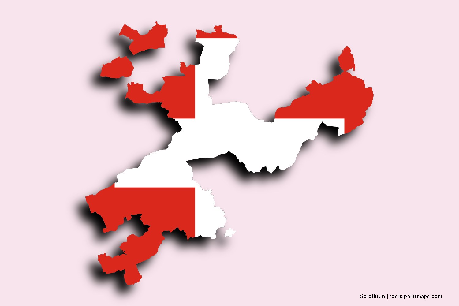 flag map of Solothurn with 3D shadow effect