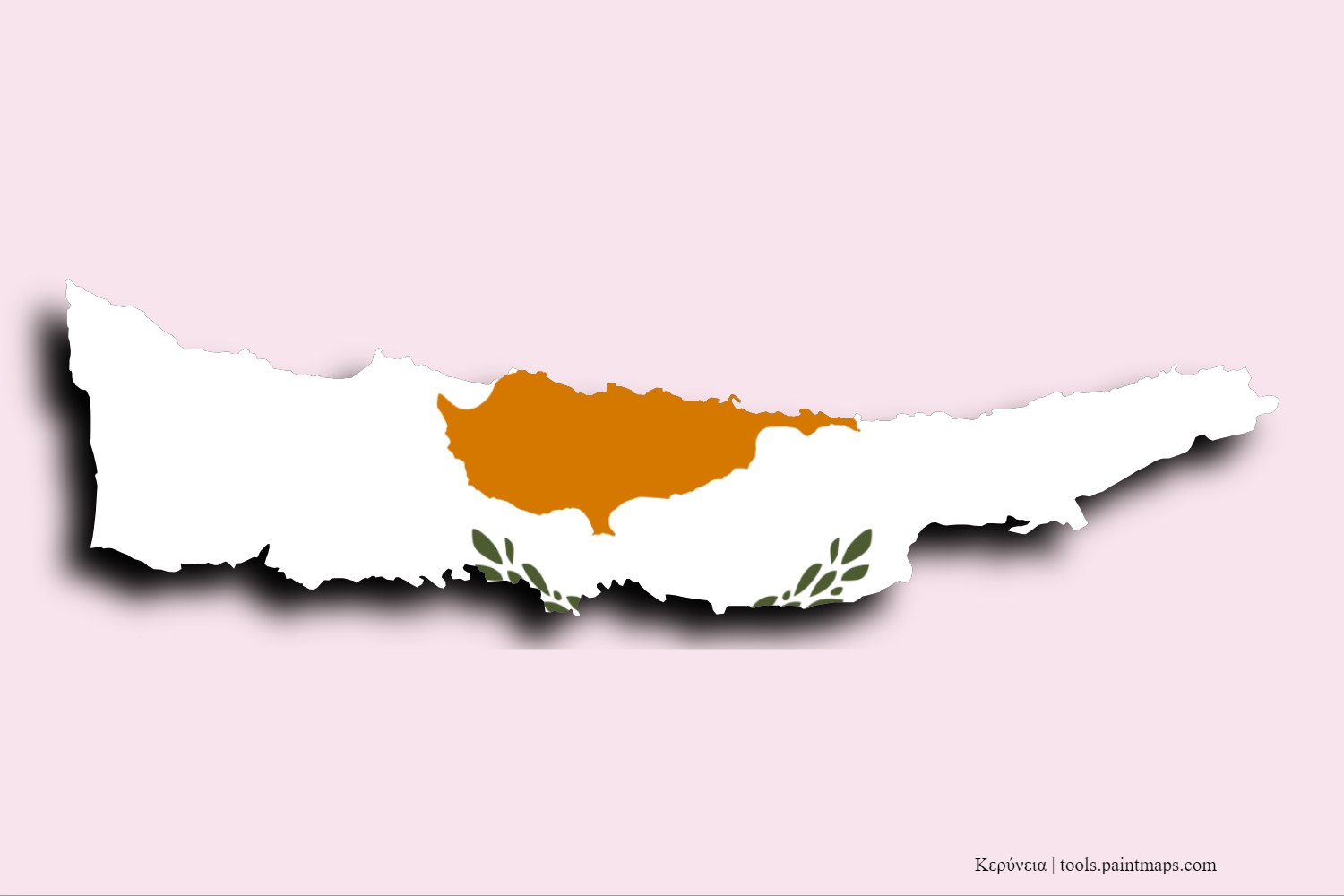 Mapa de la bandera de Κερύνεια con efecto de sombra 3D