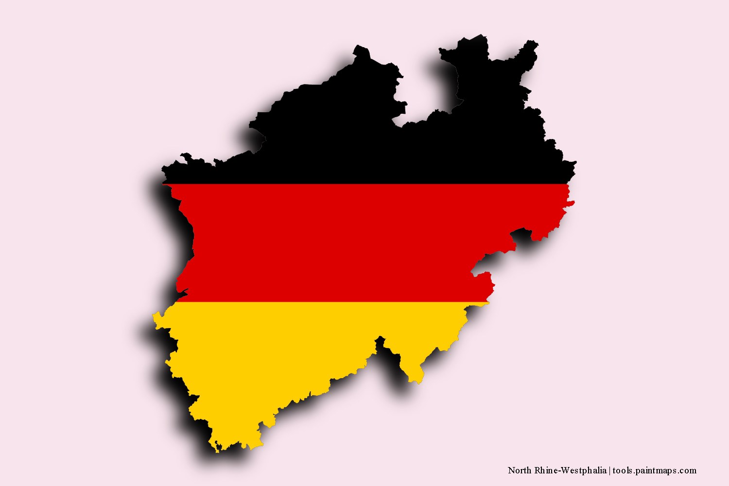 flag map of North Rhine-Westphalia with 3D shadow effect