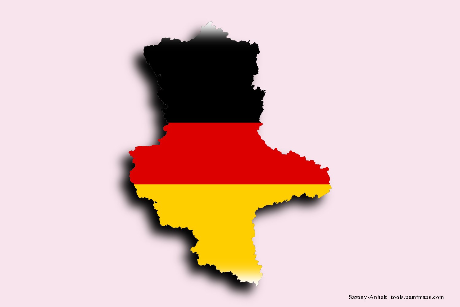 Mapa de la bandera de Saxony-Anhalt con efecto de sombra 3D