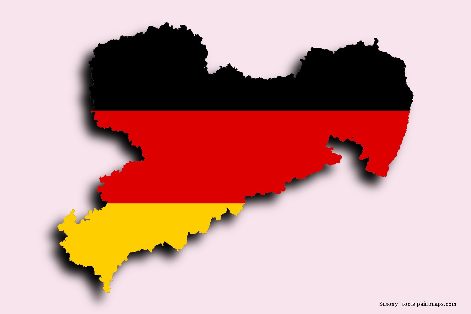 flag map of Saxony with 3D shadow effect