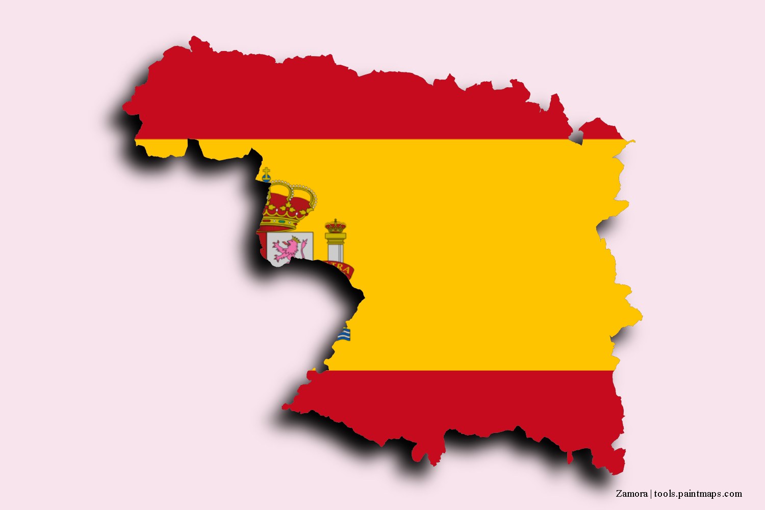 Mapa de la bandera de Zamora con efecto de sombra 3D