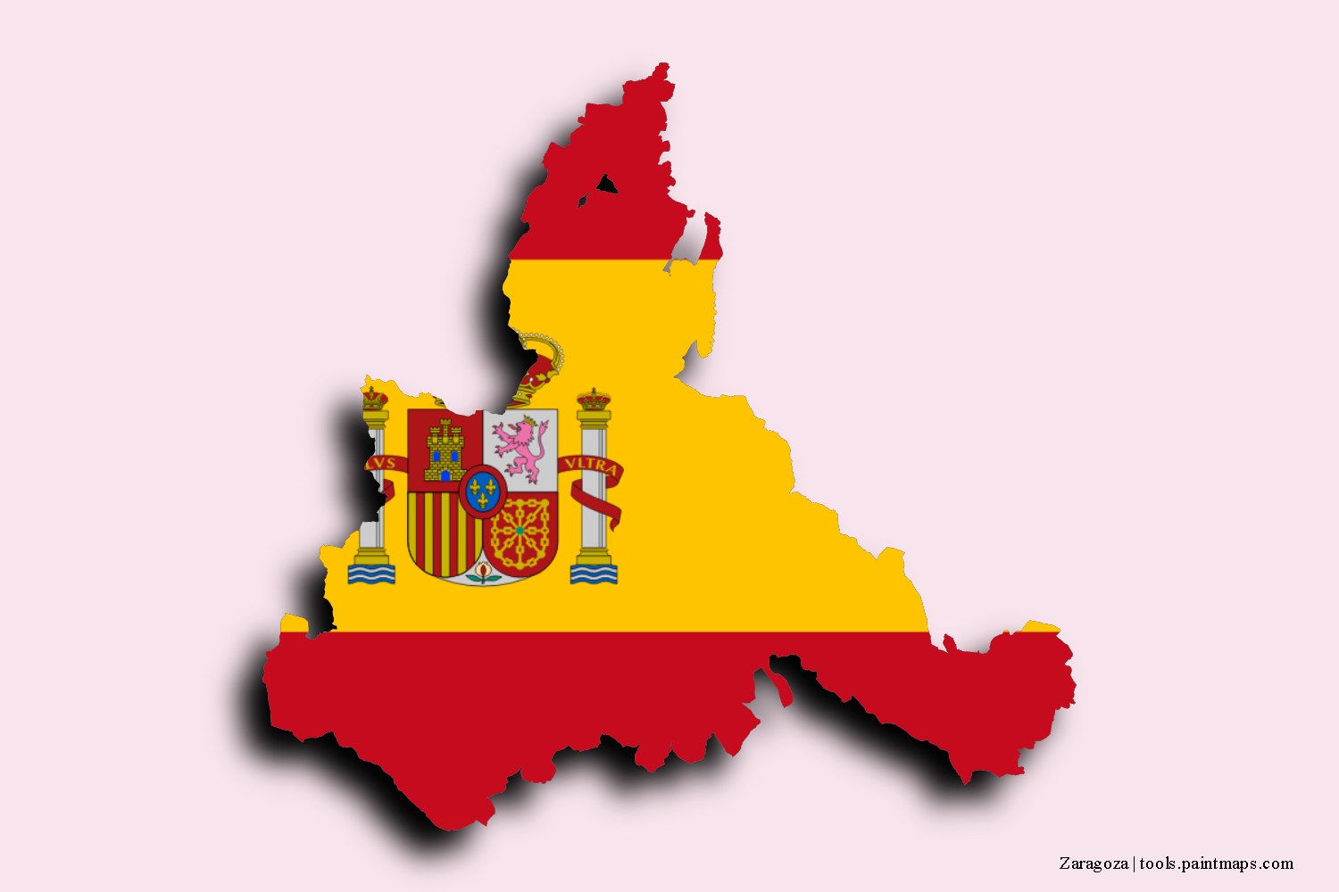 Mapa de la bandera de Zaragoza con efecto de sombra 3D