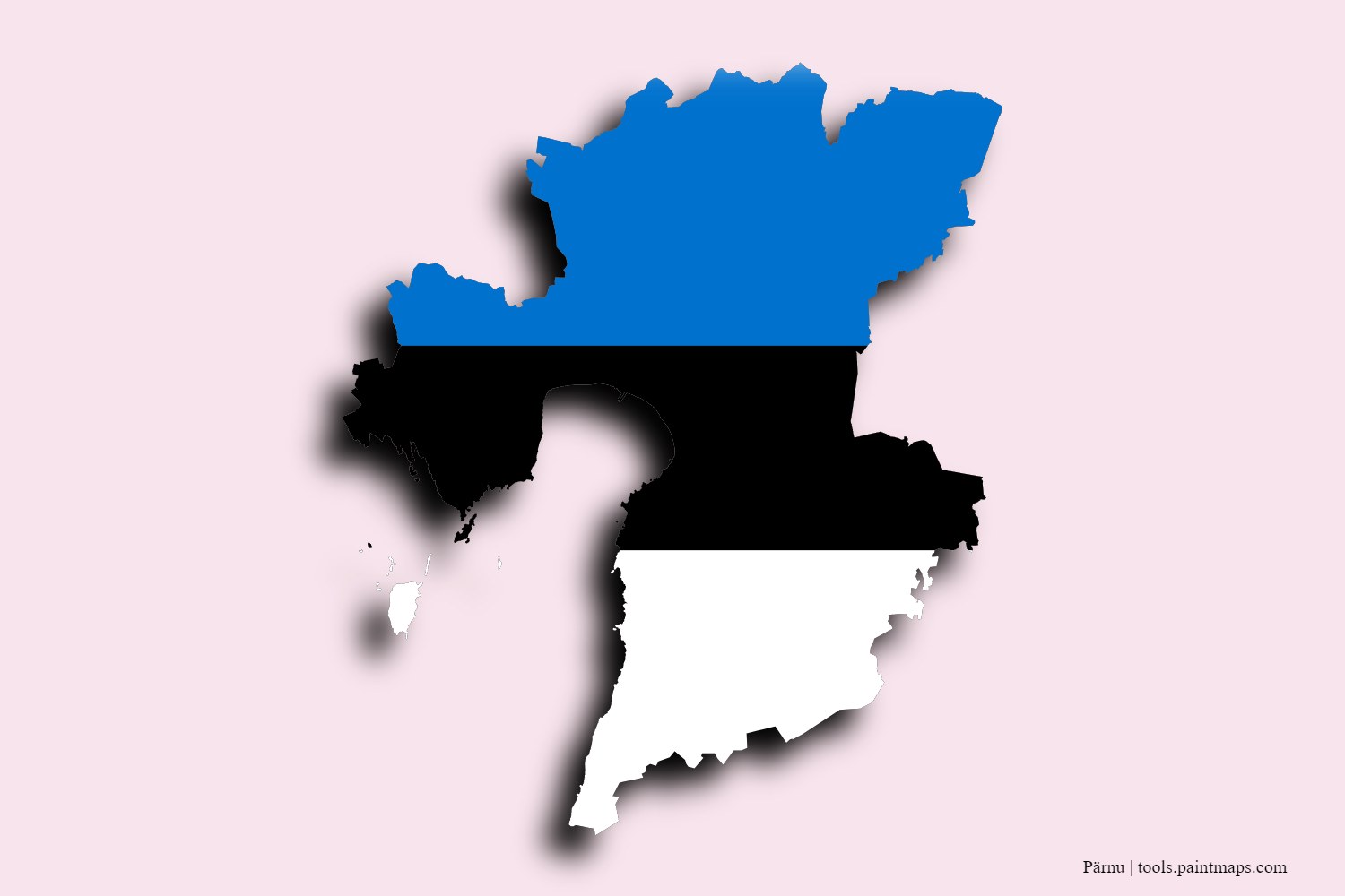 flag map of Pärnu with 3D shadow effect