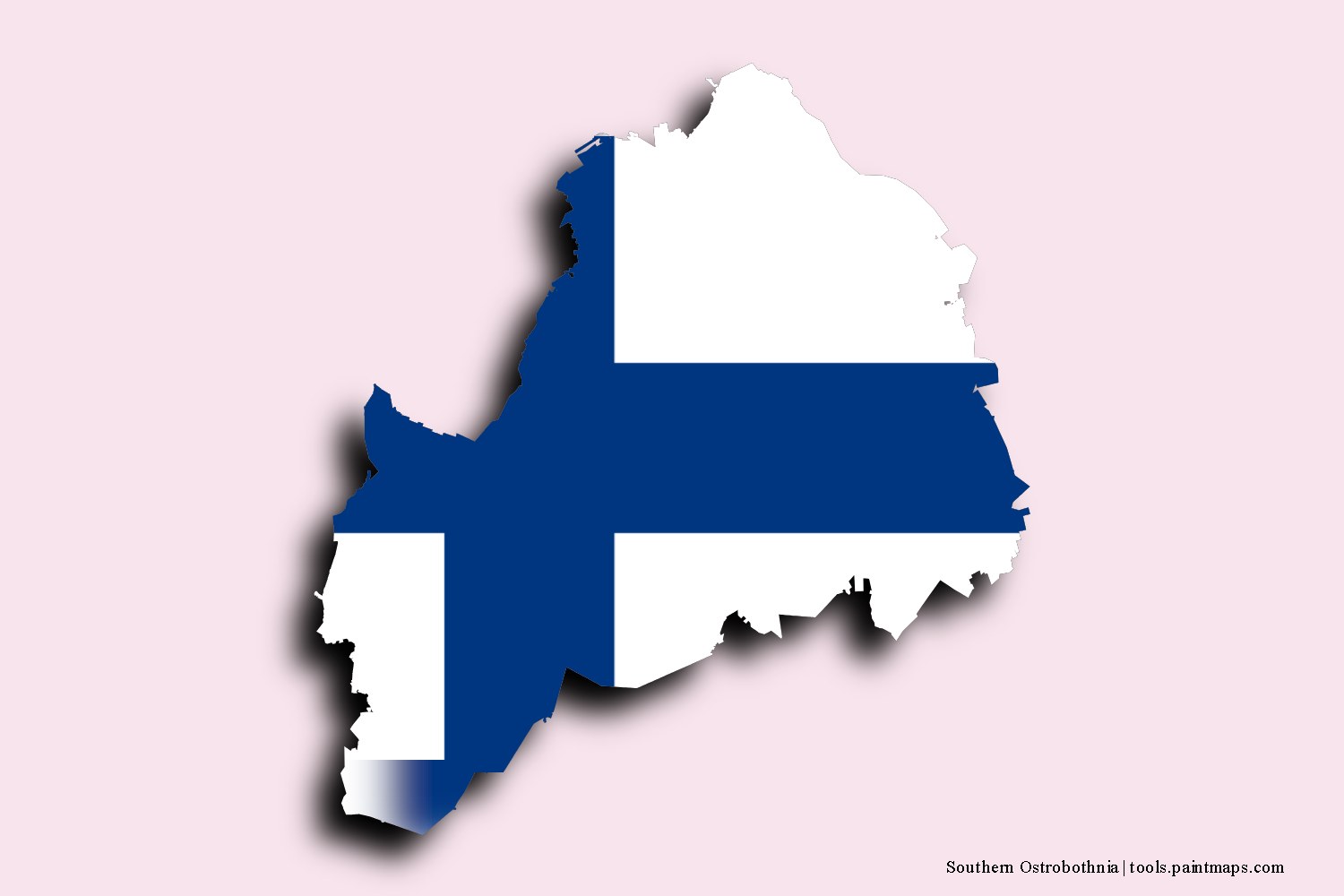 flag map of Southern Ostrobothnia with 3D shadow effect