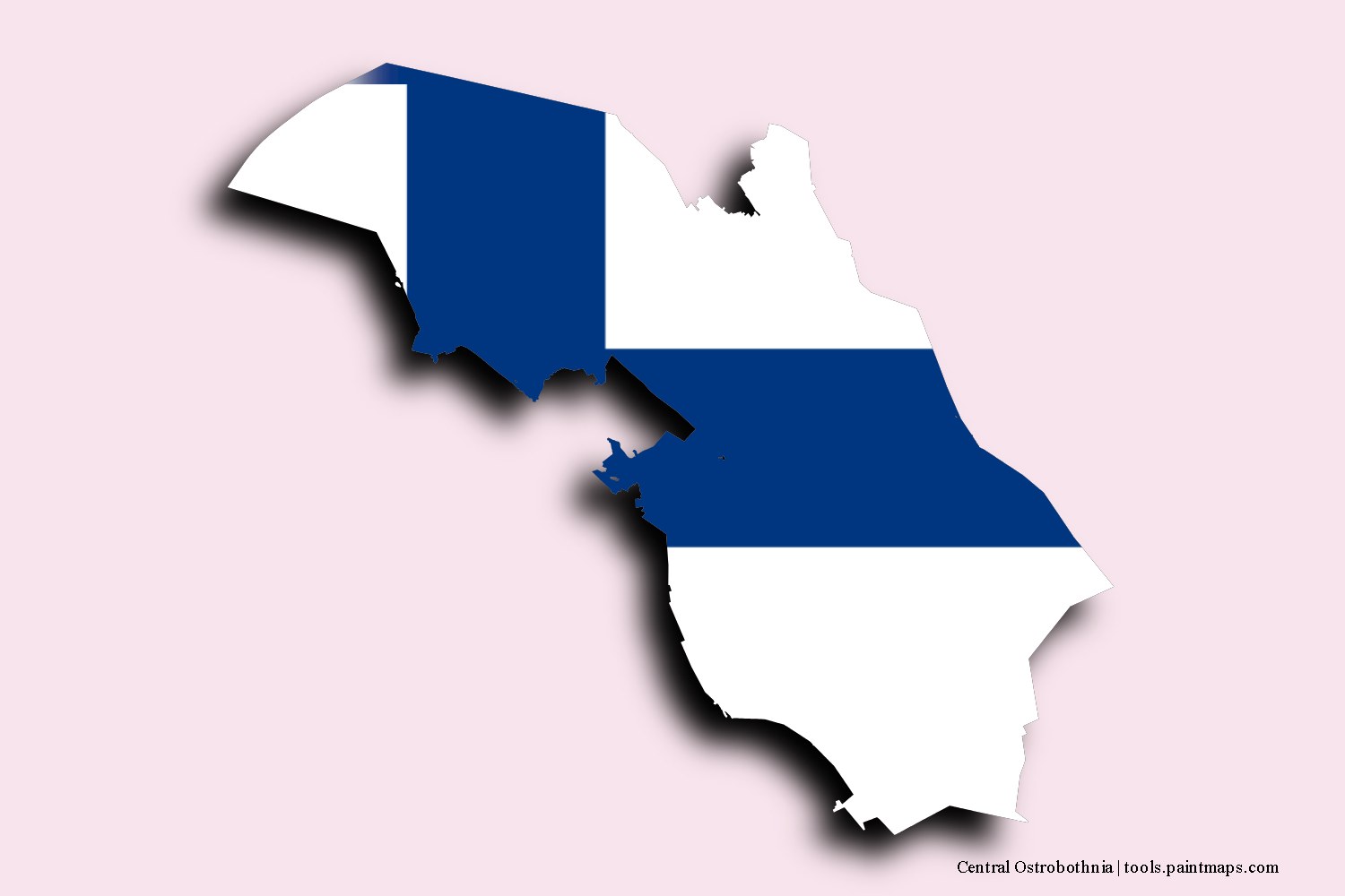 Mapa de la bandera de Central Ostrobothnia con efecto de sombra 3D