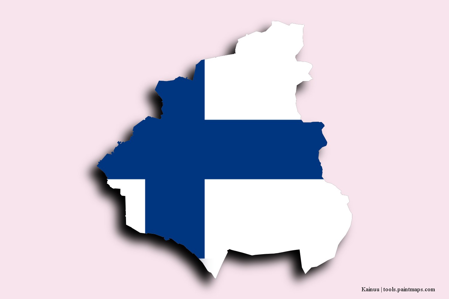 flag map of Kainuu with 3D shadow effect