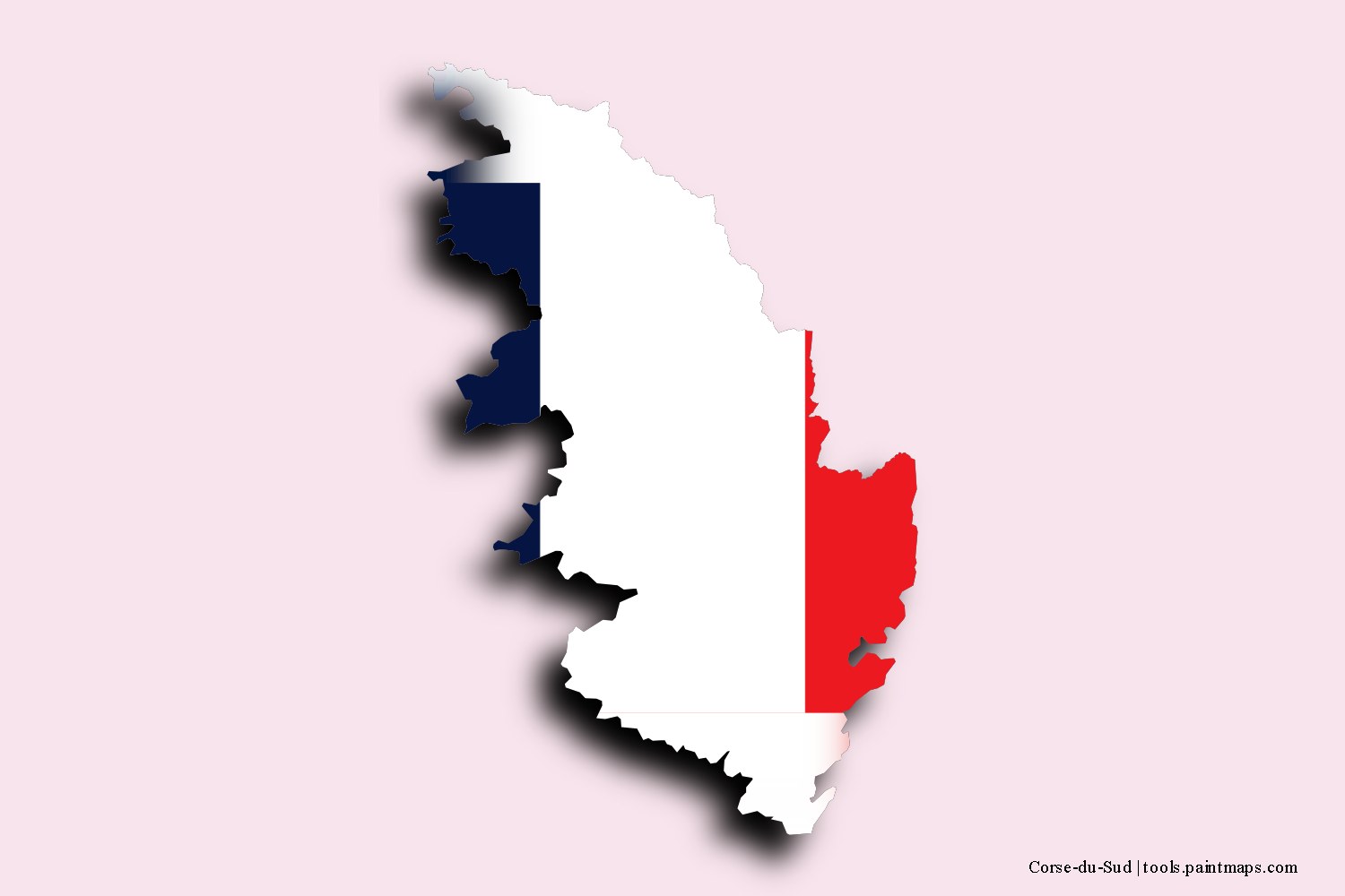 flag map of Corse-du-Sud with 3D shadow effect