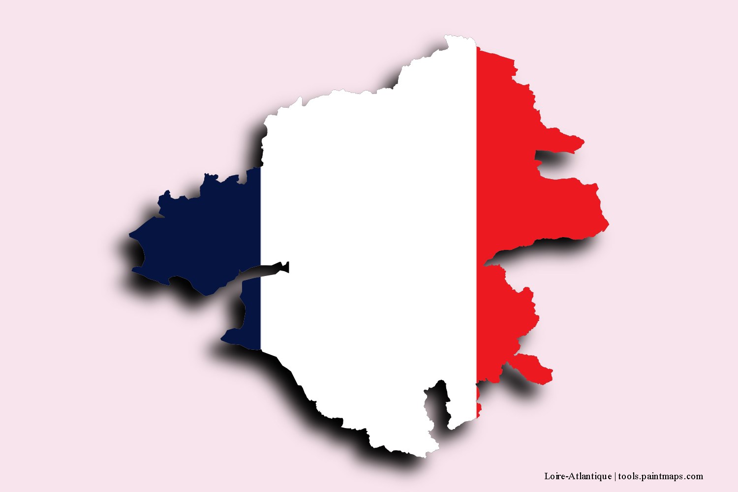 flag map of Loire-Atlantique with 3D shadow effect