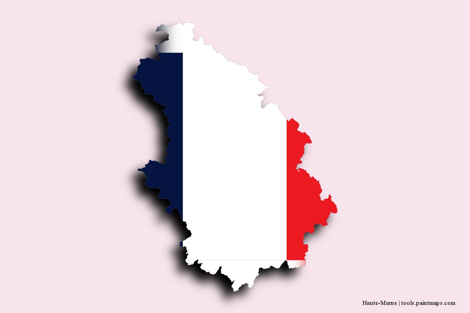 flag map of Haute-Marne with 3D shadow effect