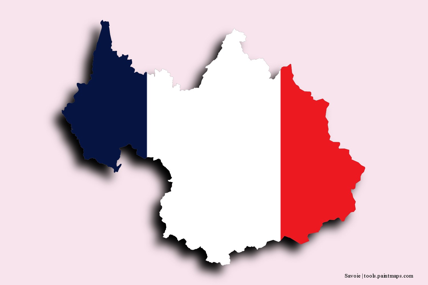 flag map of Savoie with 3D shadow effect