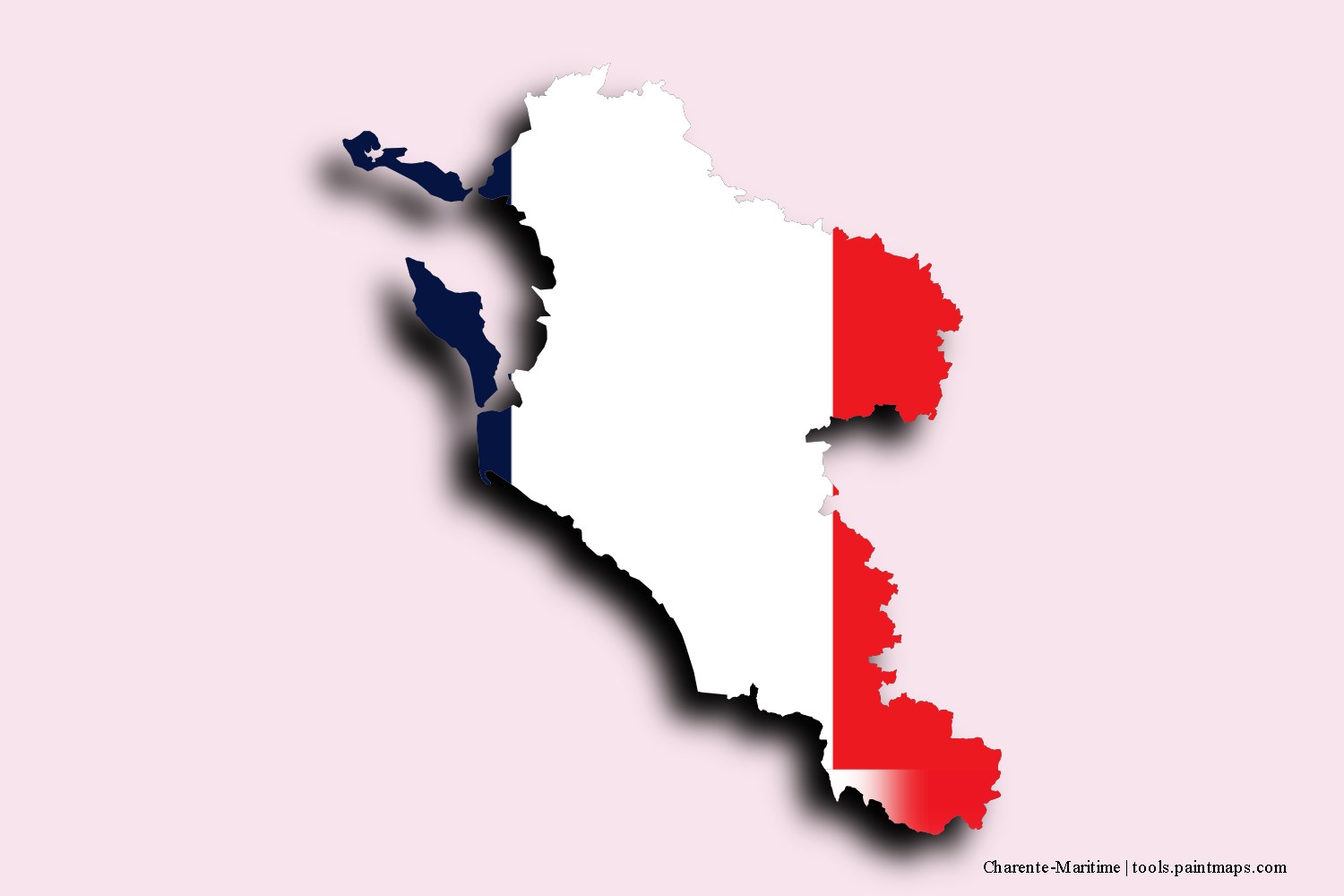 flag map of Charente-Maritime with 3D shadow effect