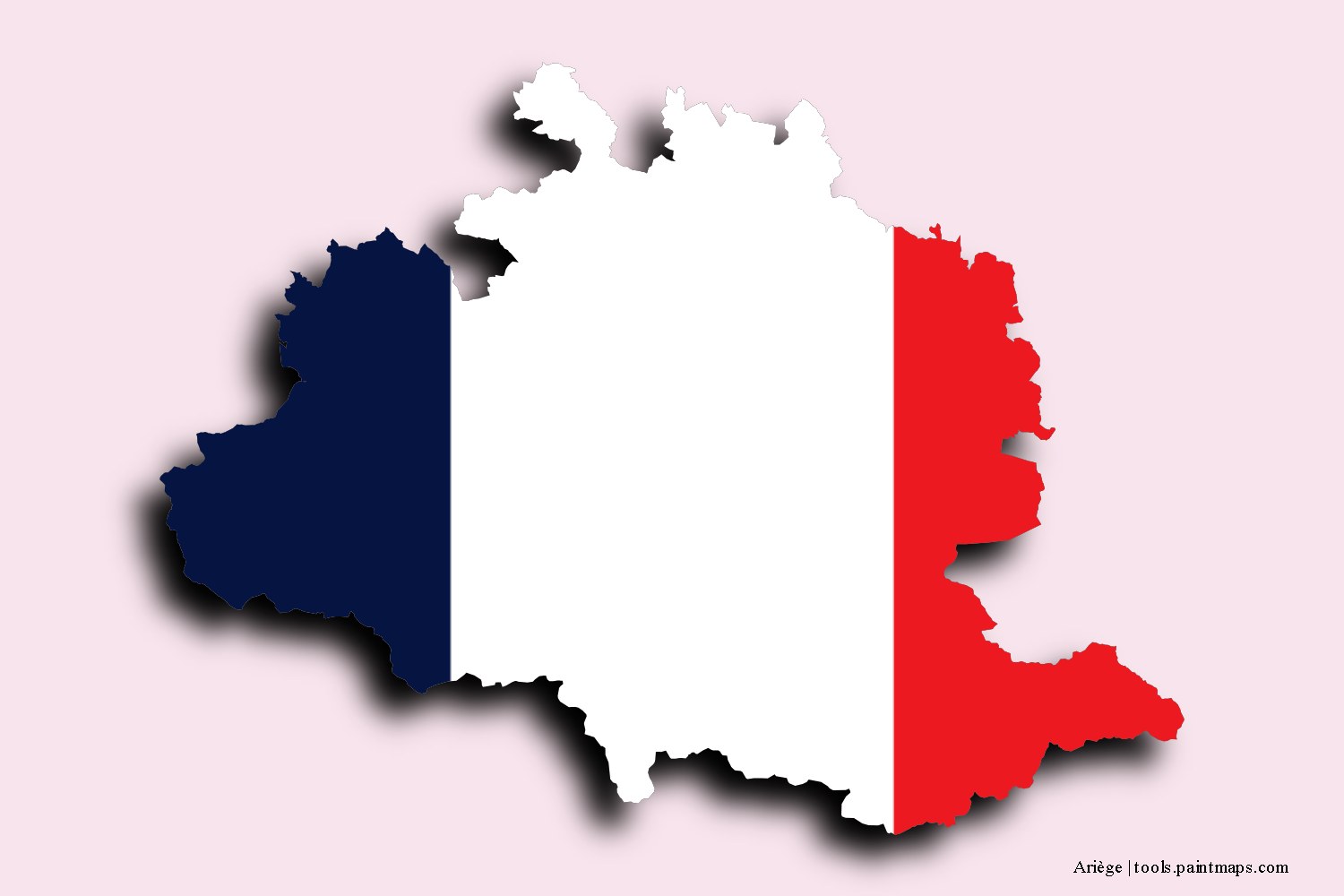 flag map of Ariège with 3D shadow effect