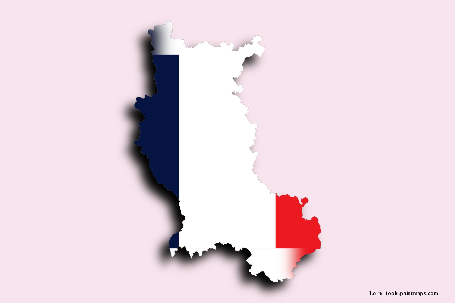 flag map of Loire with 3D shadow effect