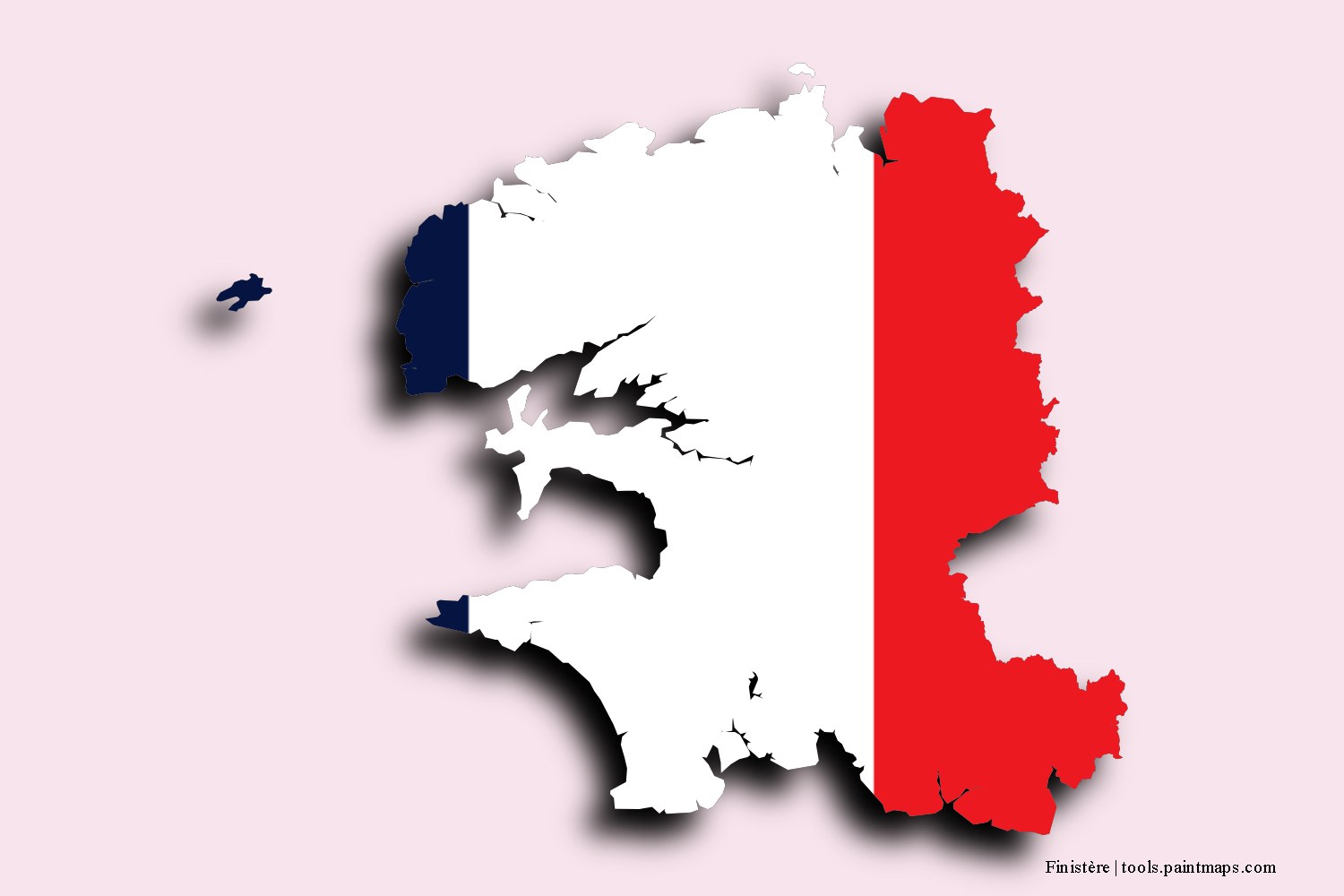 flag map of Finistère with 3D shadow effect