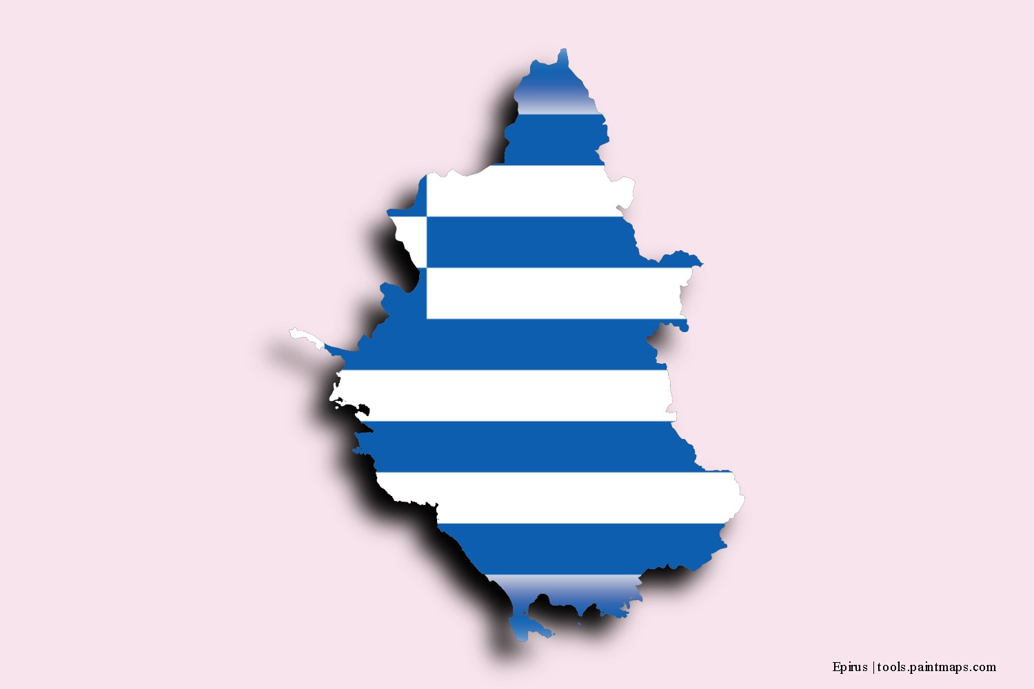 flag map of Epirus with 3D shadow effect