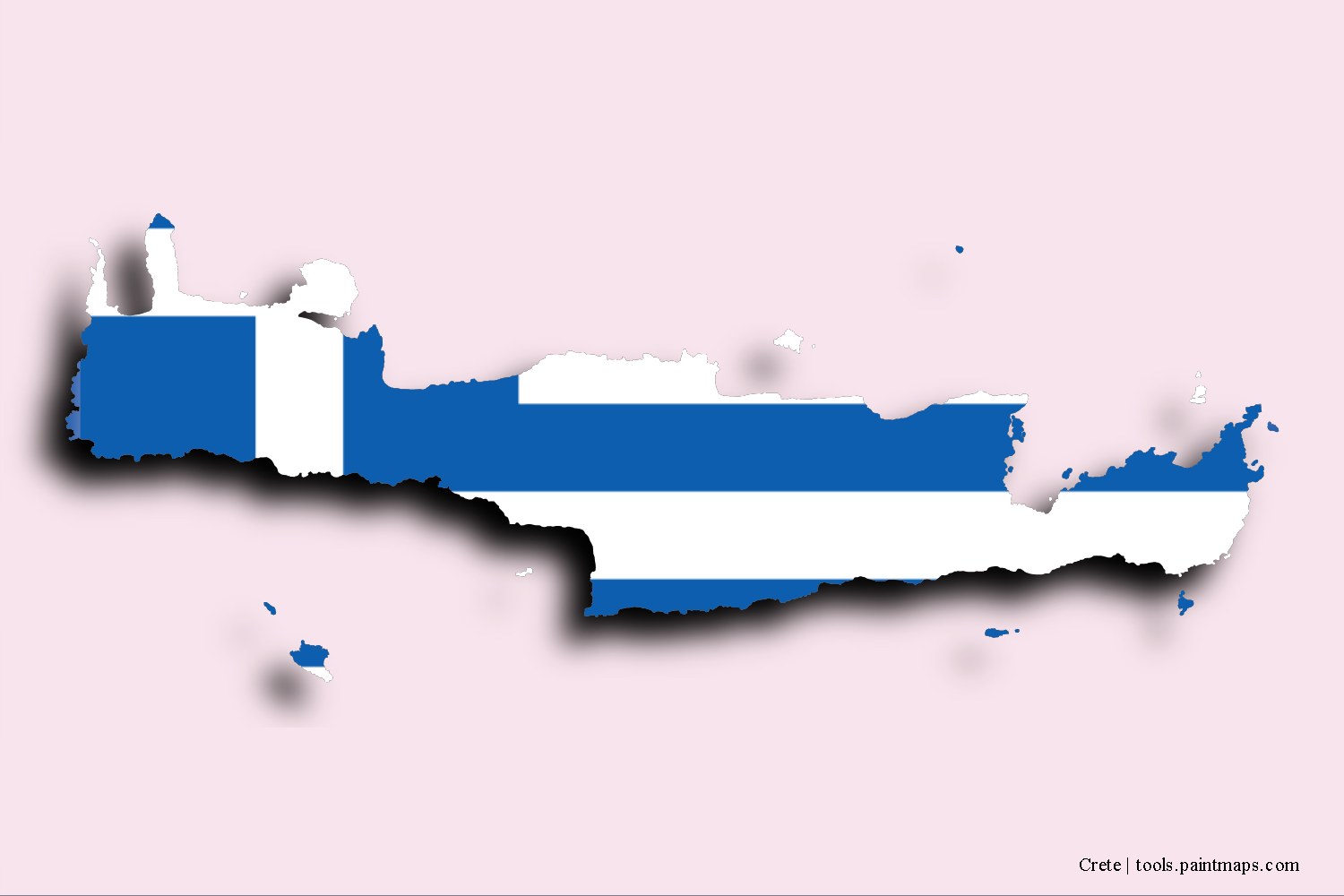 flag map of Crete with 3D shadow effect