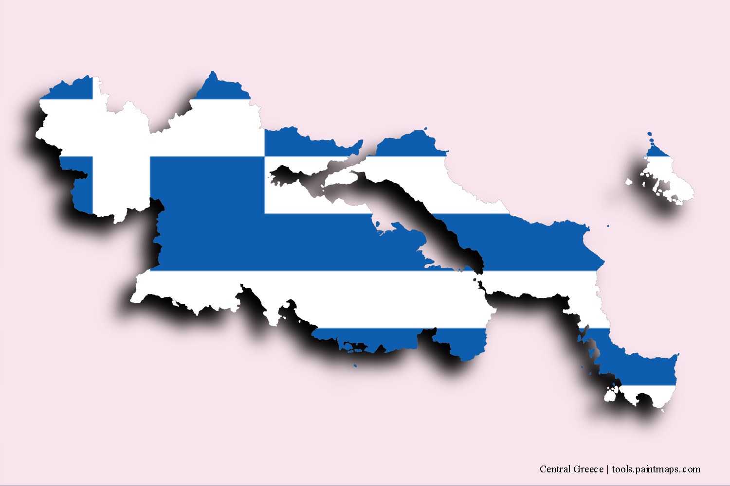 flag map of Central Greece with 3D shadow effect