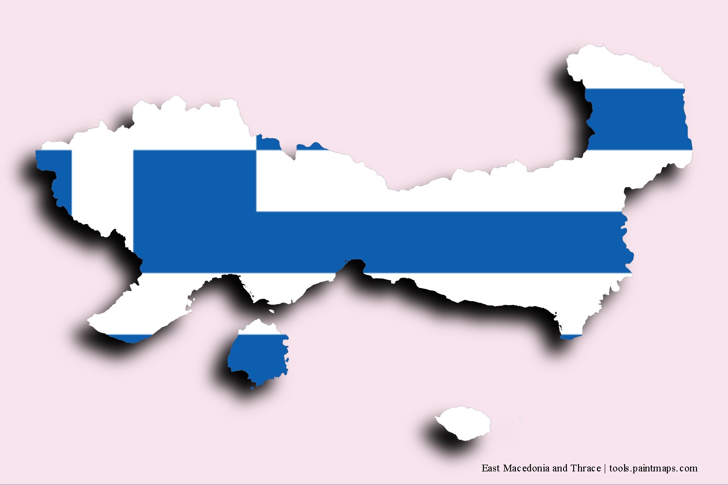 flag map of East Macedonia and Thrace with 3D shadow effect