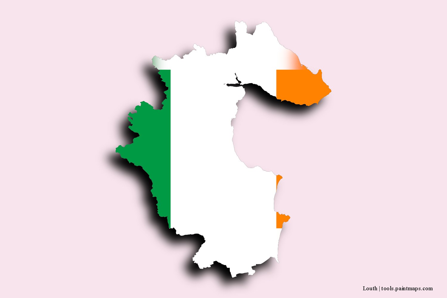 flag map of Louth with 3D shadow effect