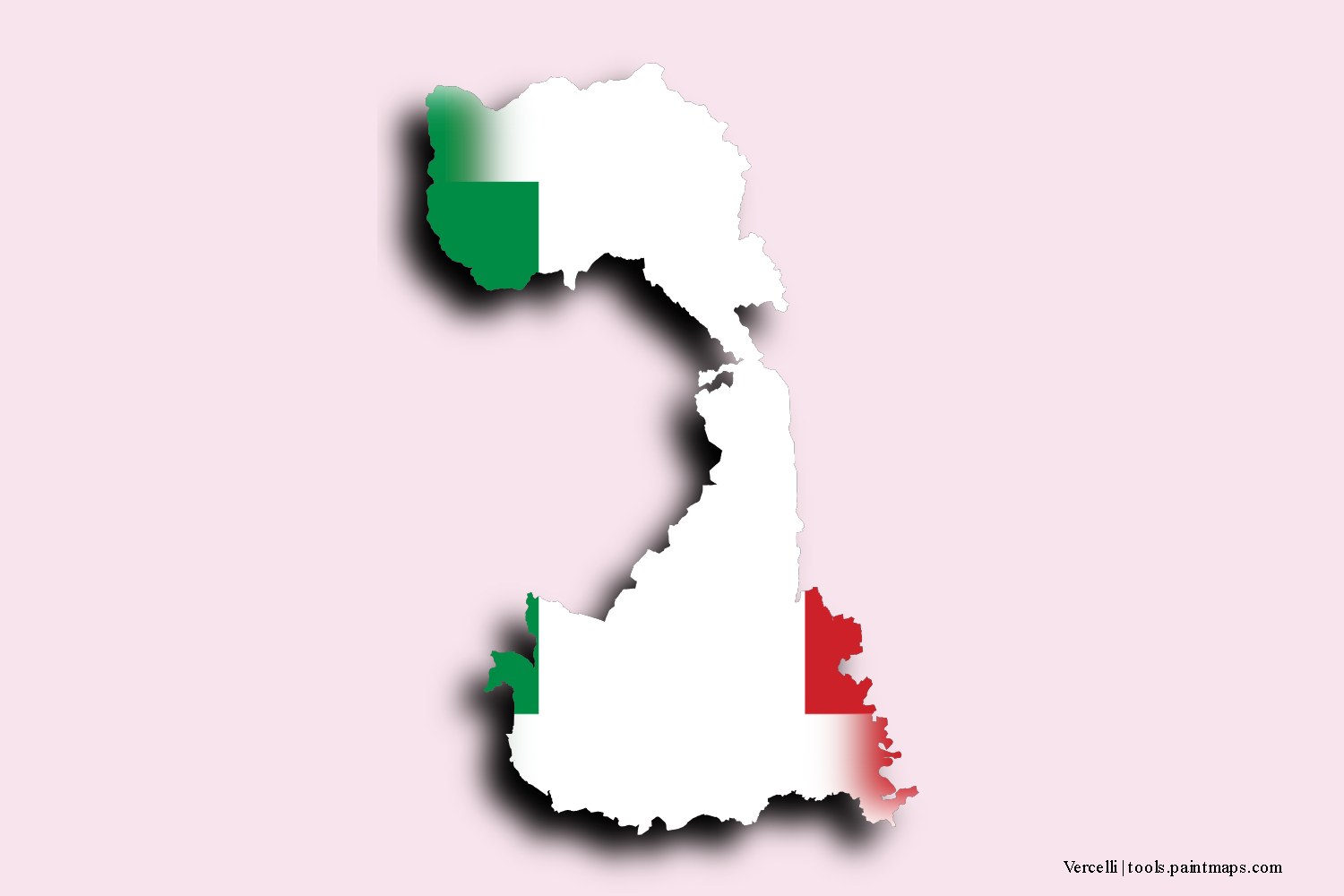 Mapa de la bandera de Vercelli con efecto de sombra 3D