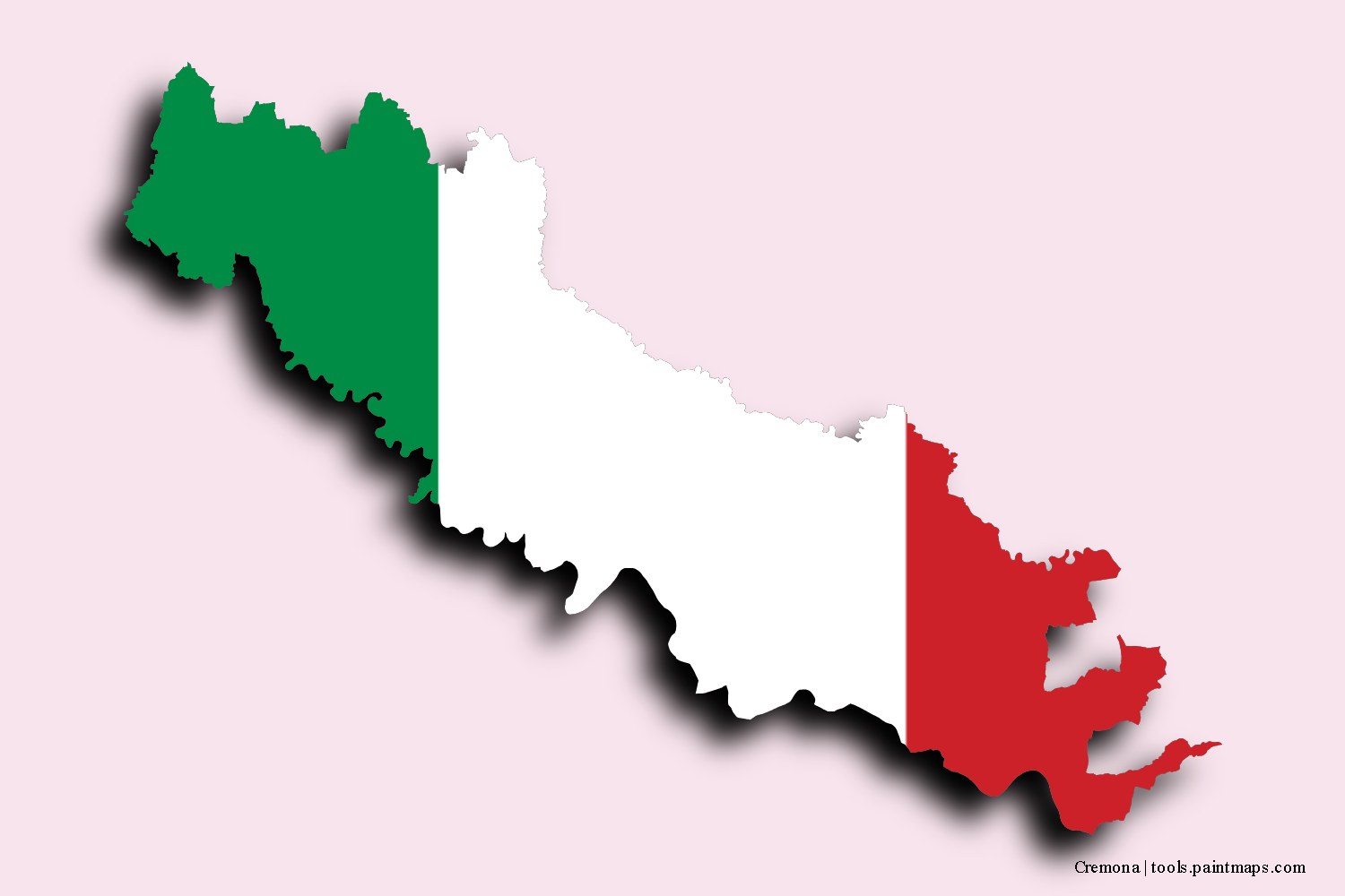 Mapa de la bandera de Cremona con efecto de sombra 3D