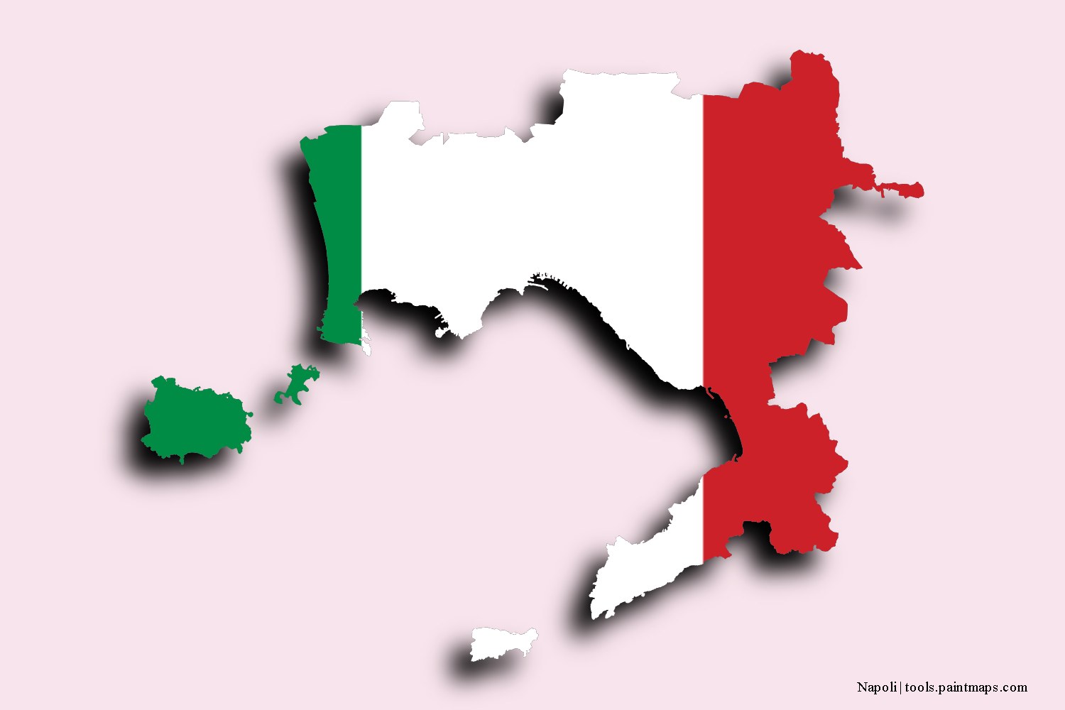 Mapa de la bandera de Napoli con efecto de sombra 3D