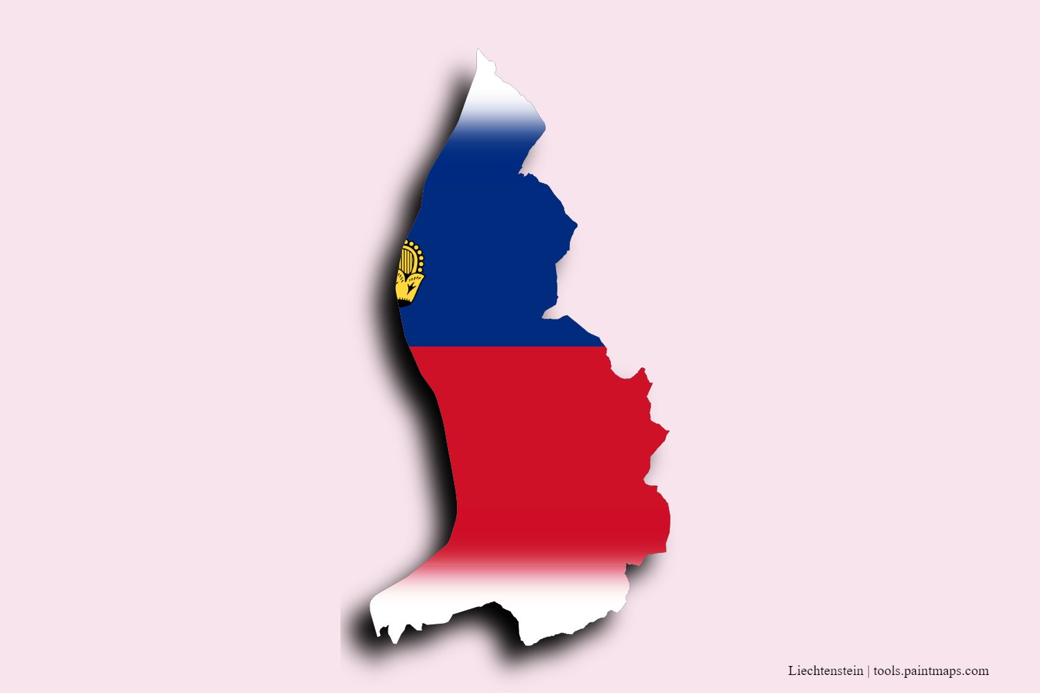 flag map of Liechtenstein with 3D shadow effect