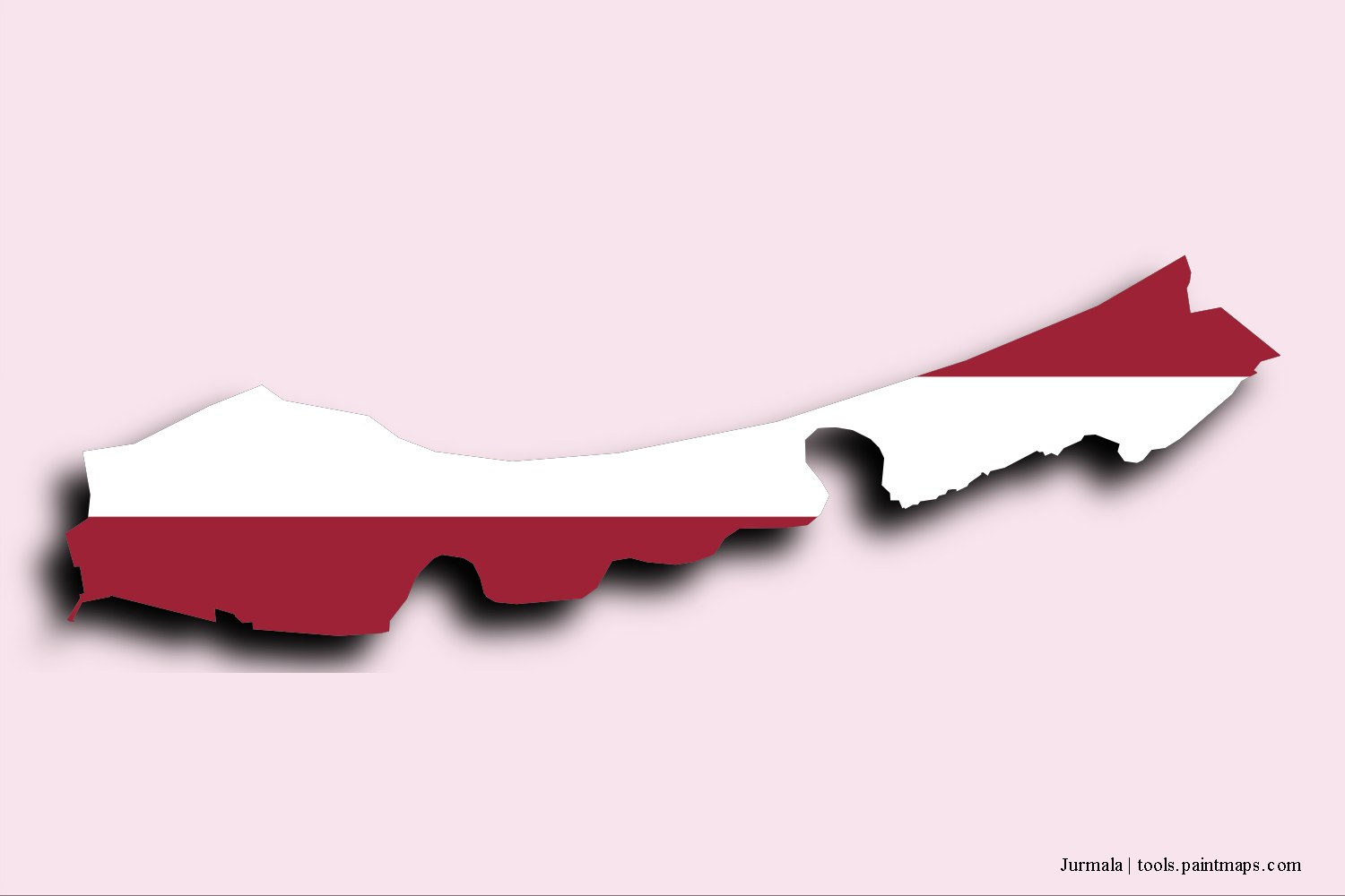 Mapa de la bandera de Jurmala con efecto de sombra 3D