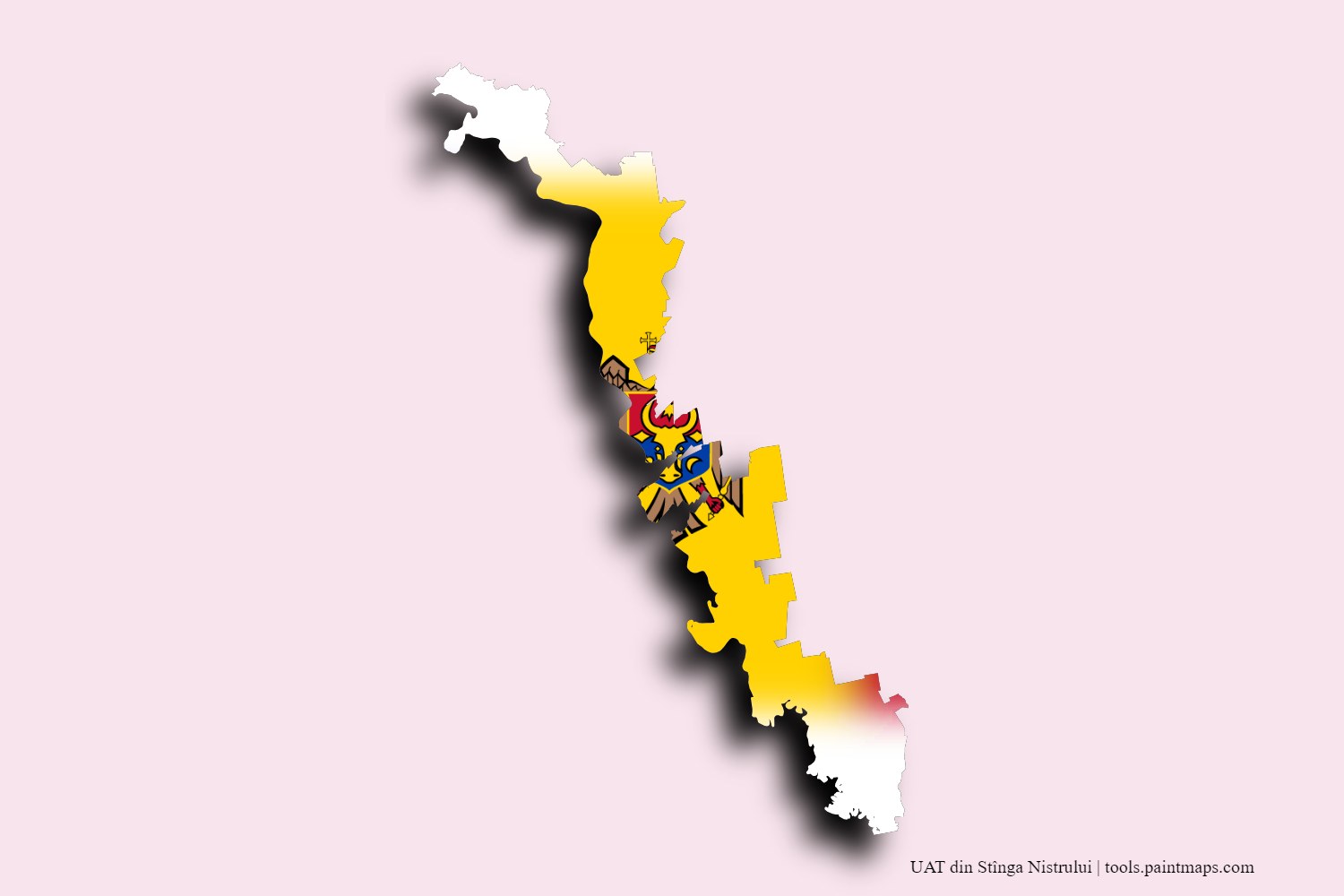 flag map of Transnistria with 3D shadow effect