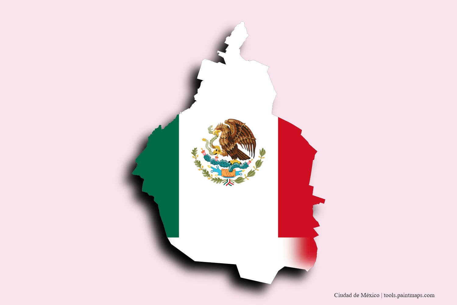 flag map of Ciudad de México with 3D shadow effect