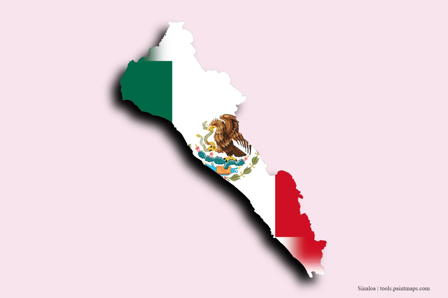 flag map of Sinaloa with 3D shadow effect