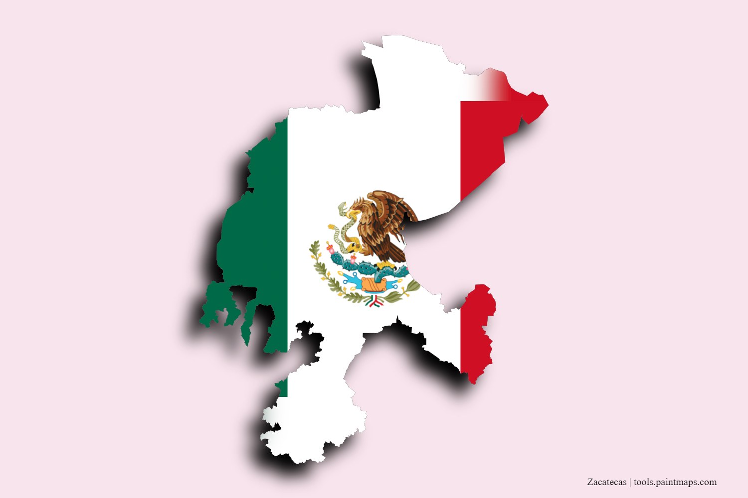 flag map of Zacatecas with 3D shadow effect