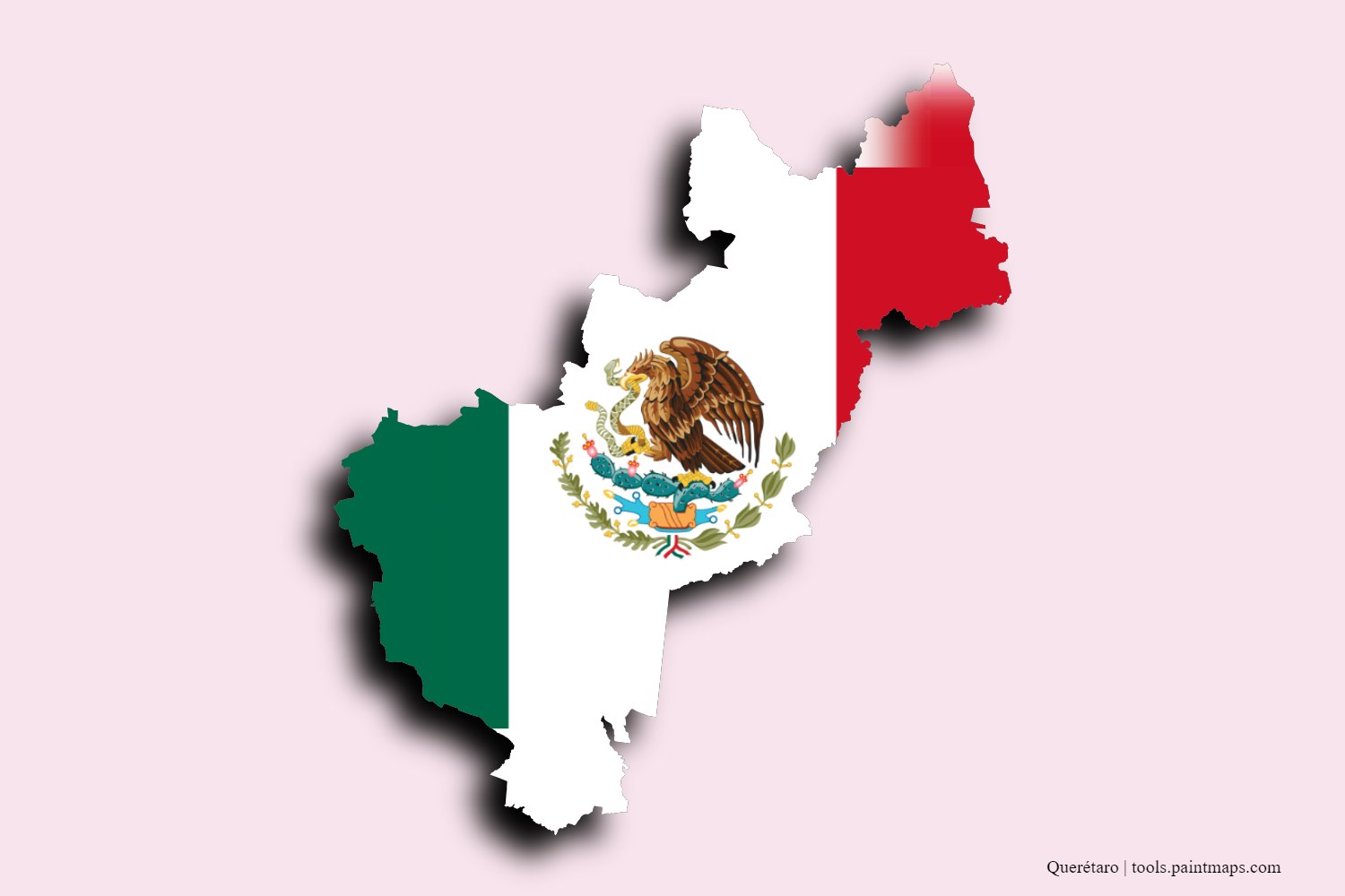 flag map of Querétaro with 3D shadow effect